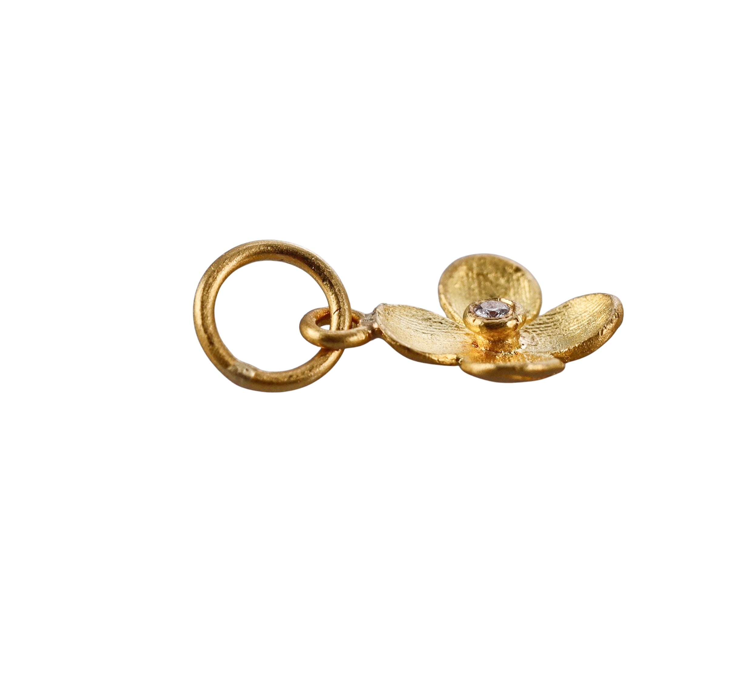 Ancient Inspired Gold Diamond Flower Charm Pendant