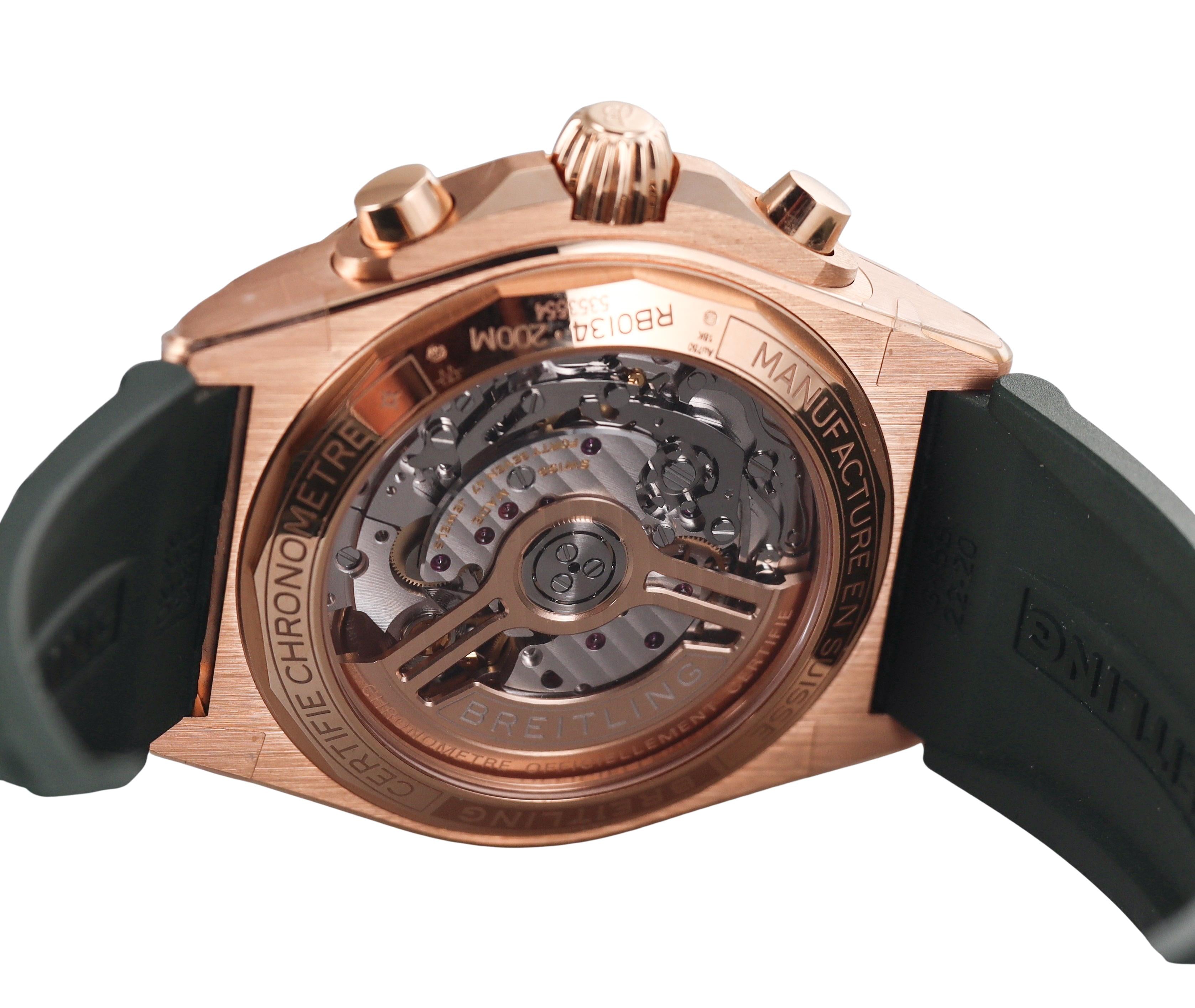 Breitling Chronomat B01 42mm Chronograph 18k Rose Gold Watch RB0134