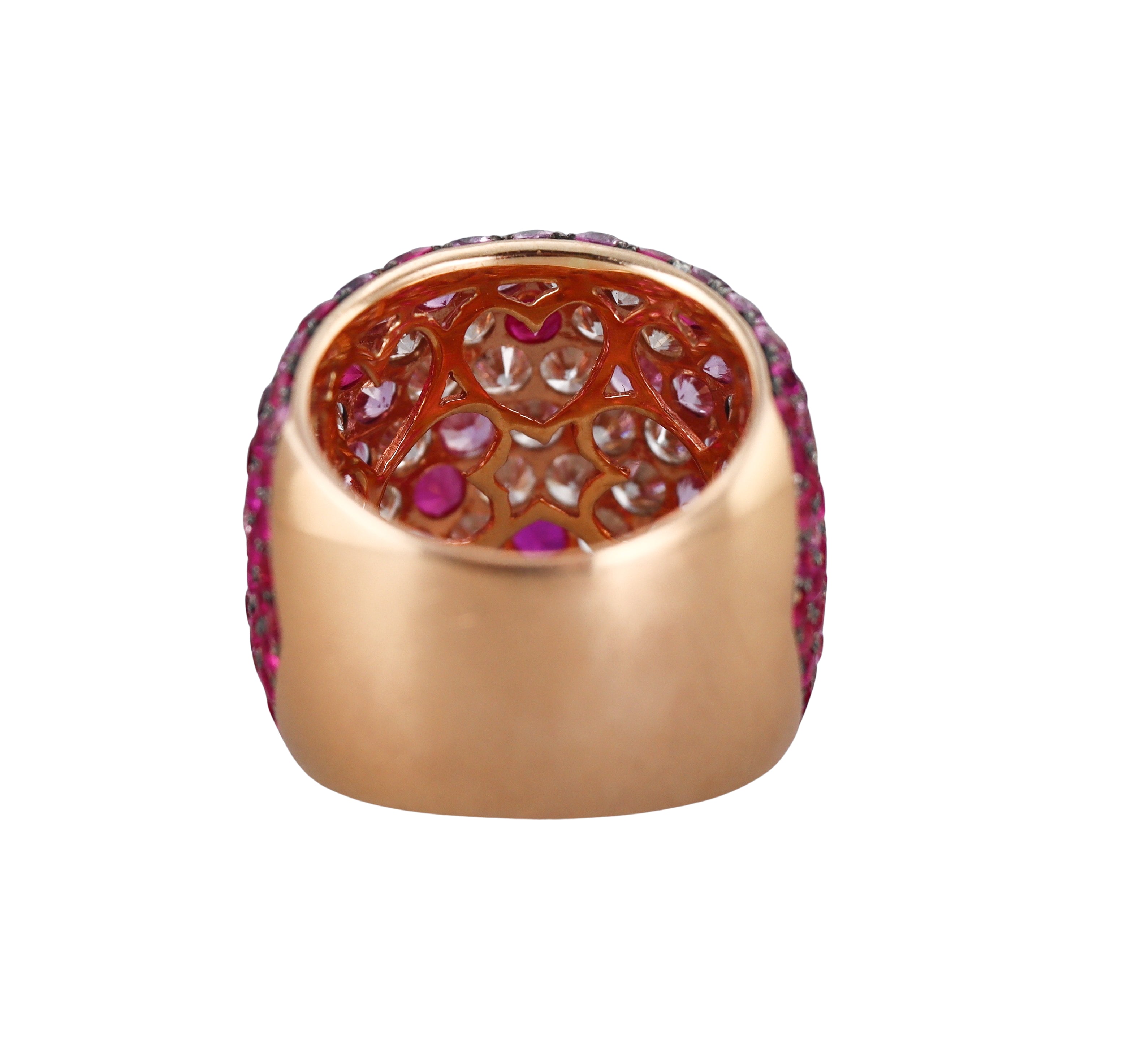 Pink Sapphire Diamond Rose Gold Cocktail Ring