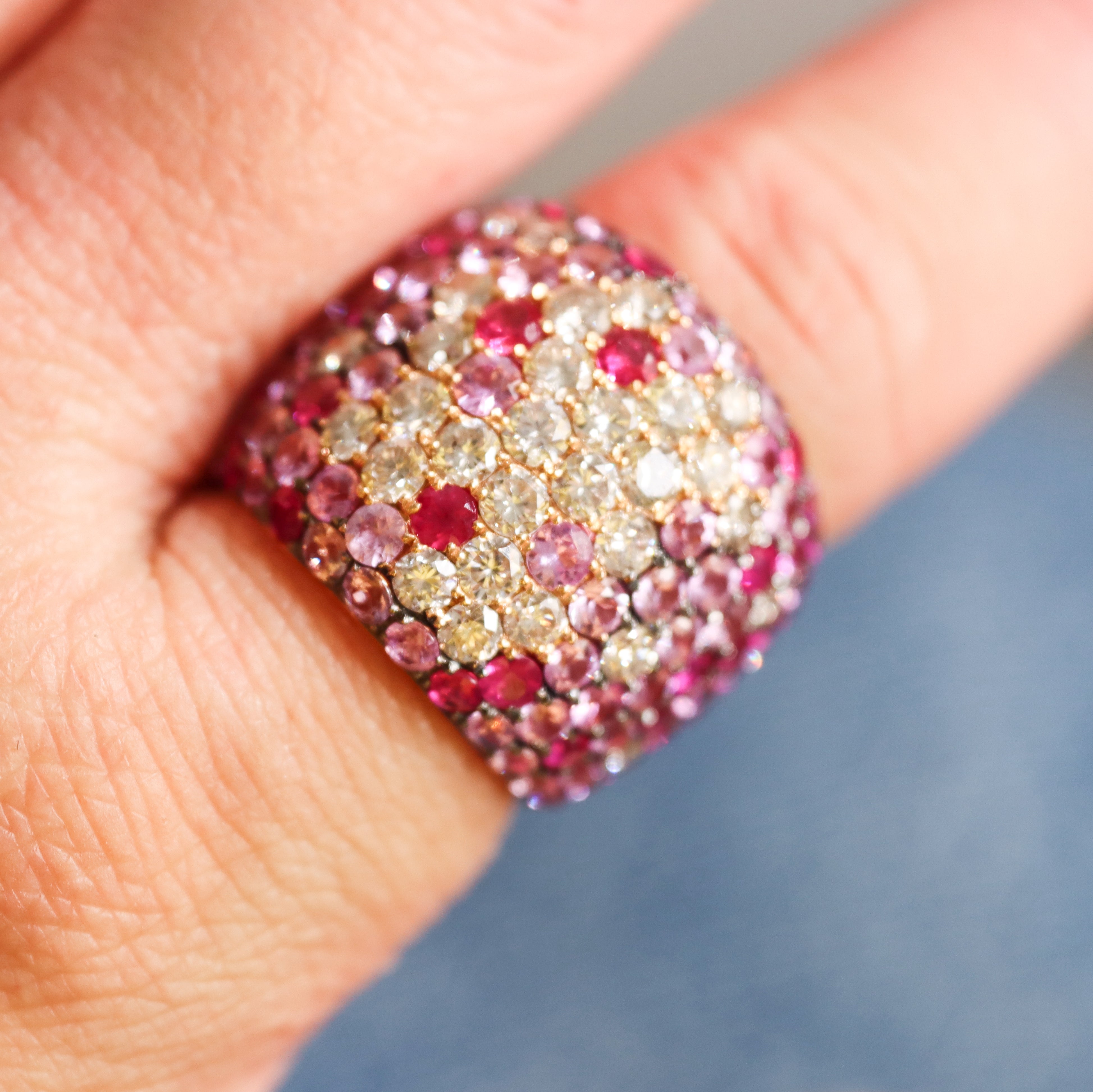 Pink Sapphire Diamond Rose Gold Cocktail Ring