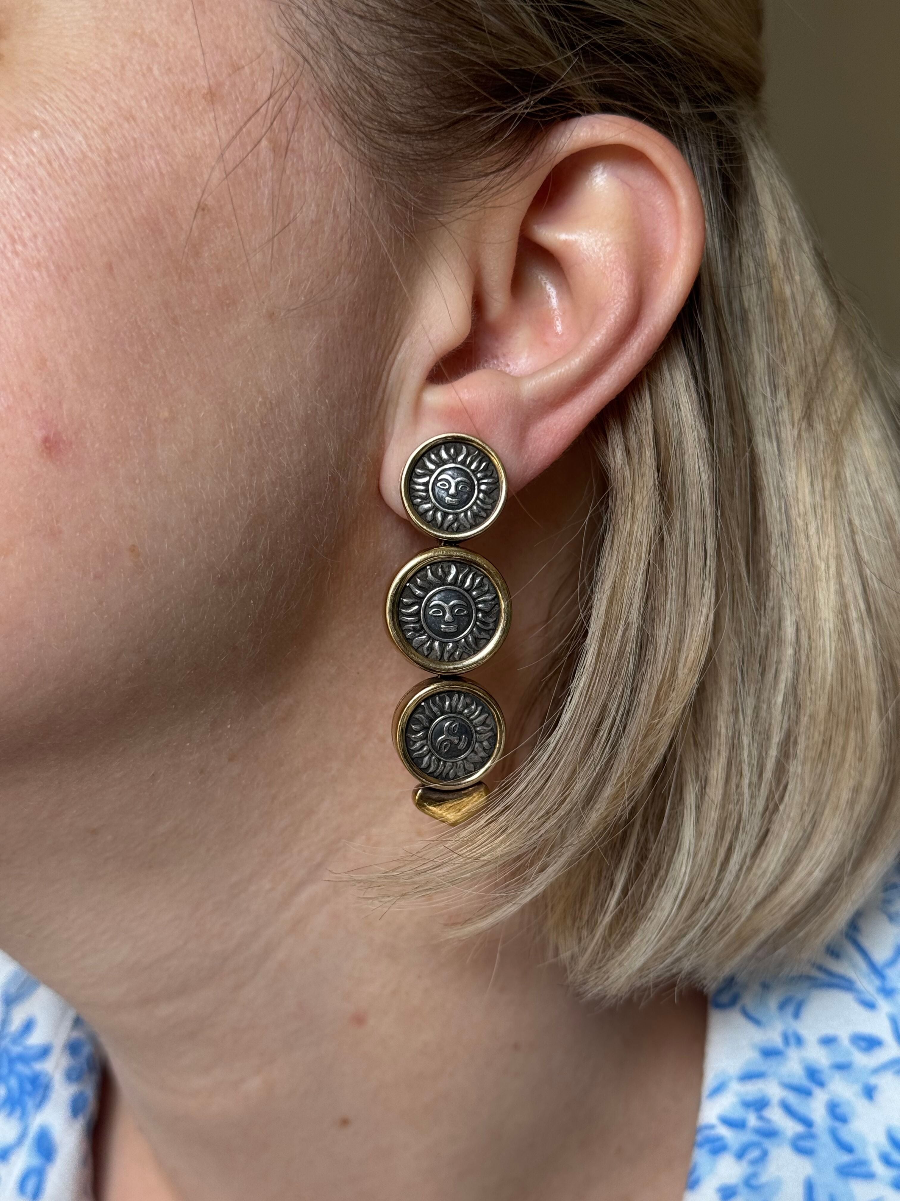 Marina B Soleil Gold Silver Drop Earrings