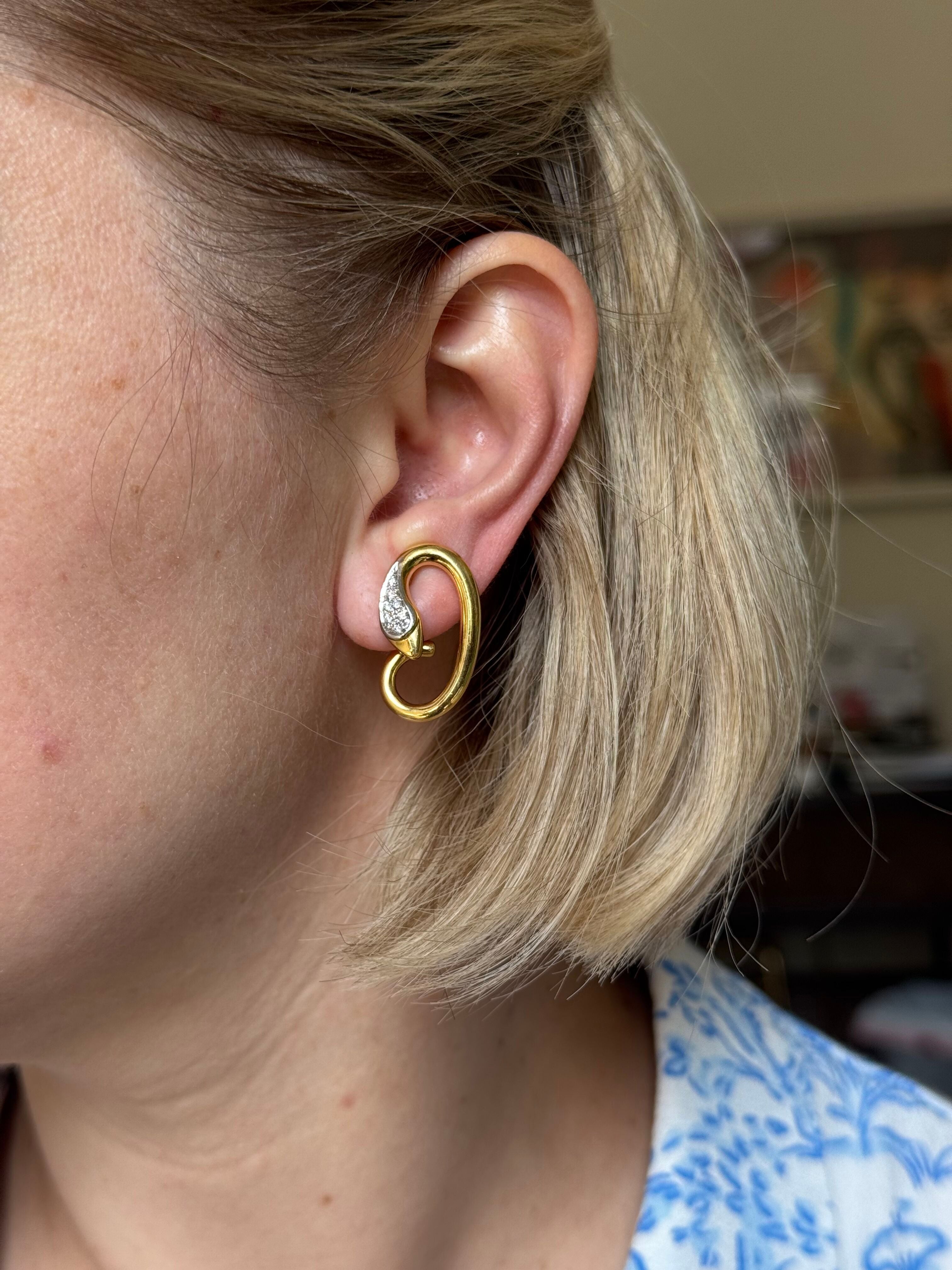 Pomellato Gold Diamond Snake Earrings