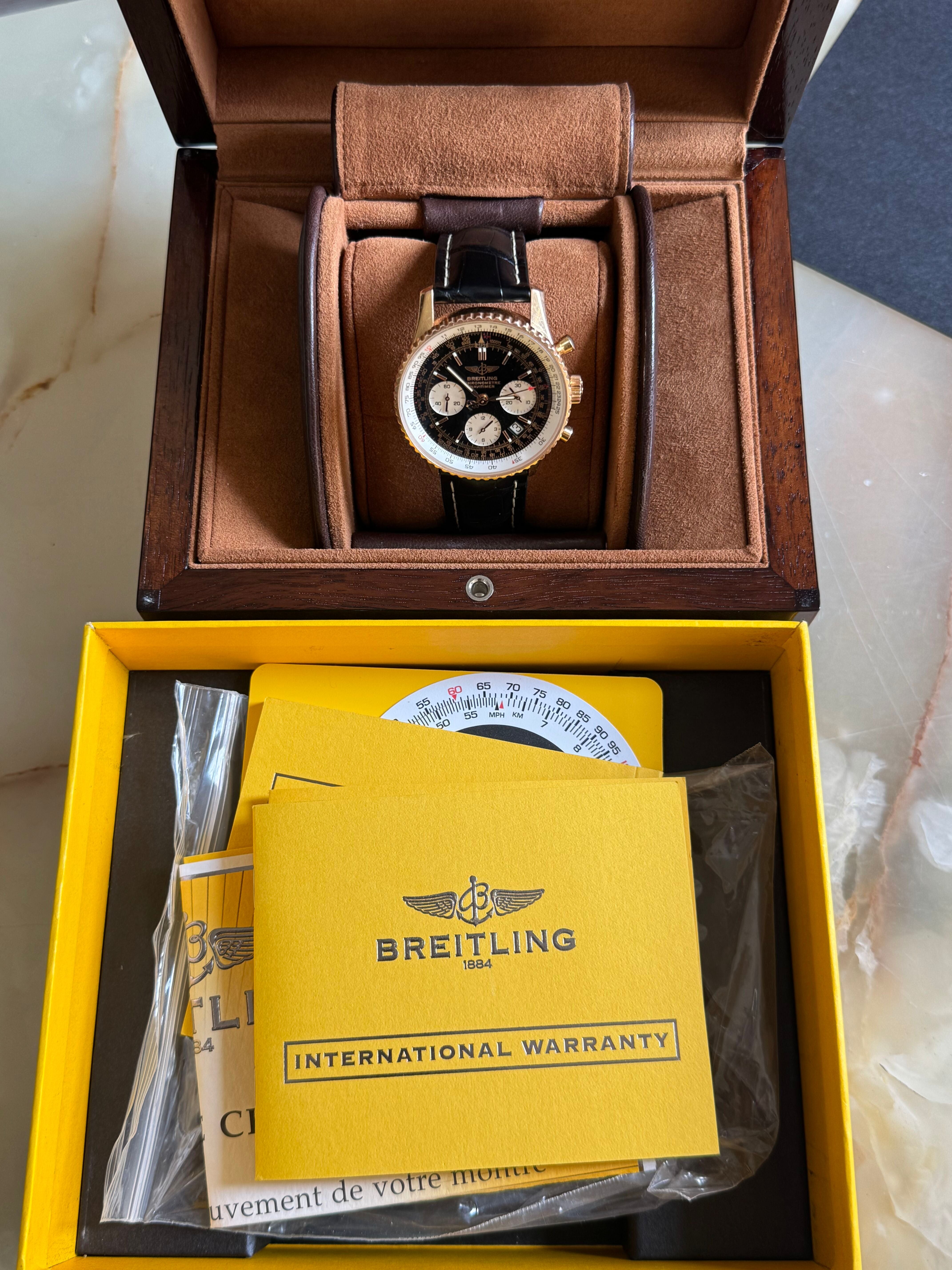 Breitling Navitimer 18k Rose Gold Chronograph Men's Watch R2332212/B838