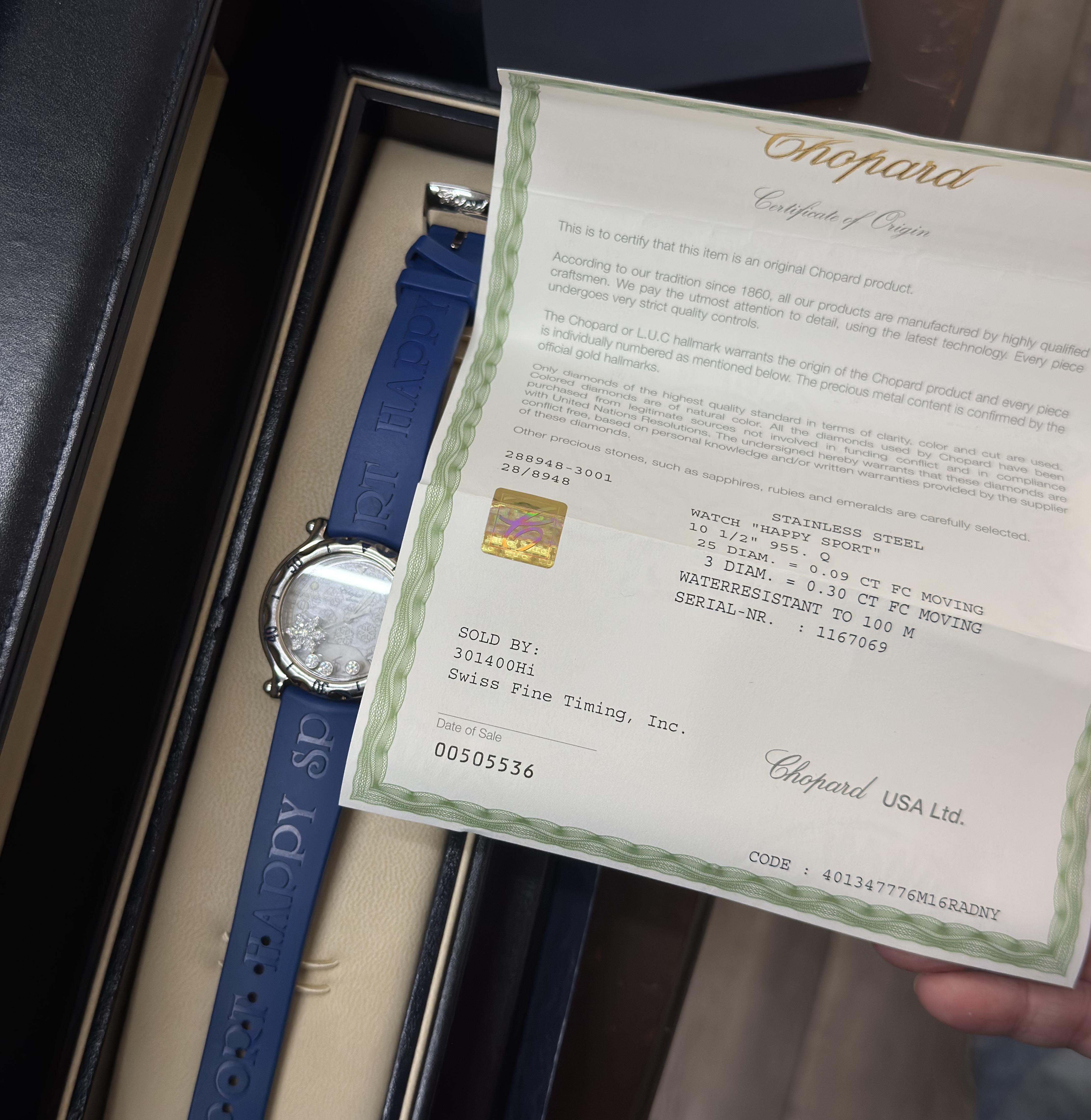 Chopard Happy Sport Diamond Stainless Steel Watch 28/8948