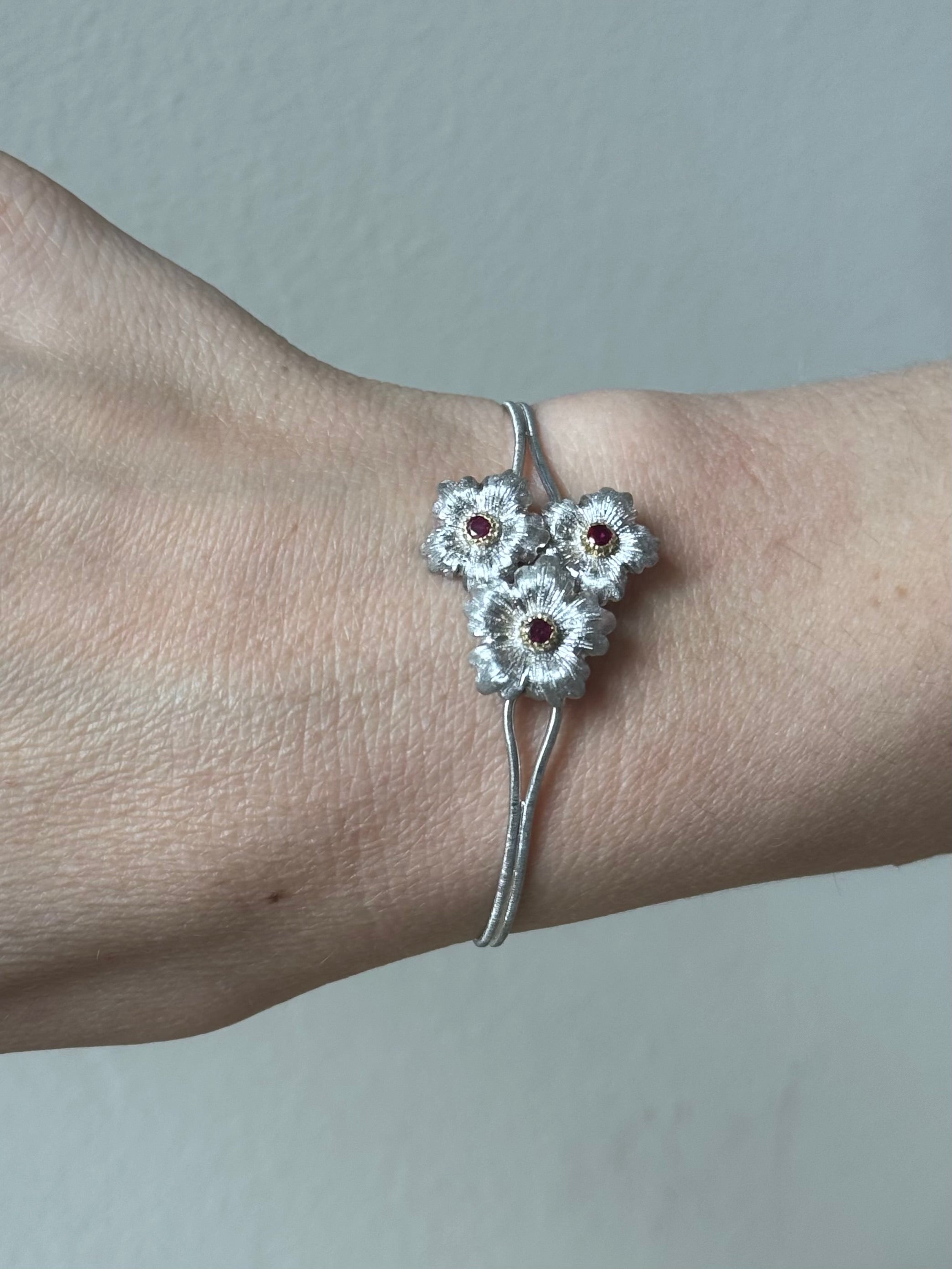 Buccellati Gold Ruby Flower Bracelet