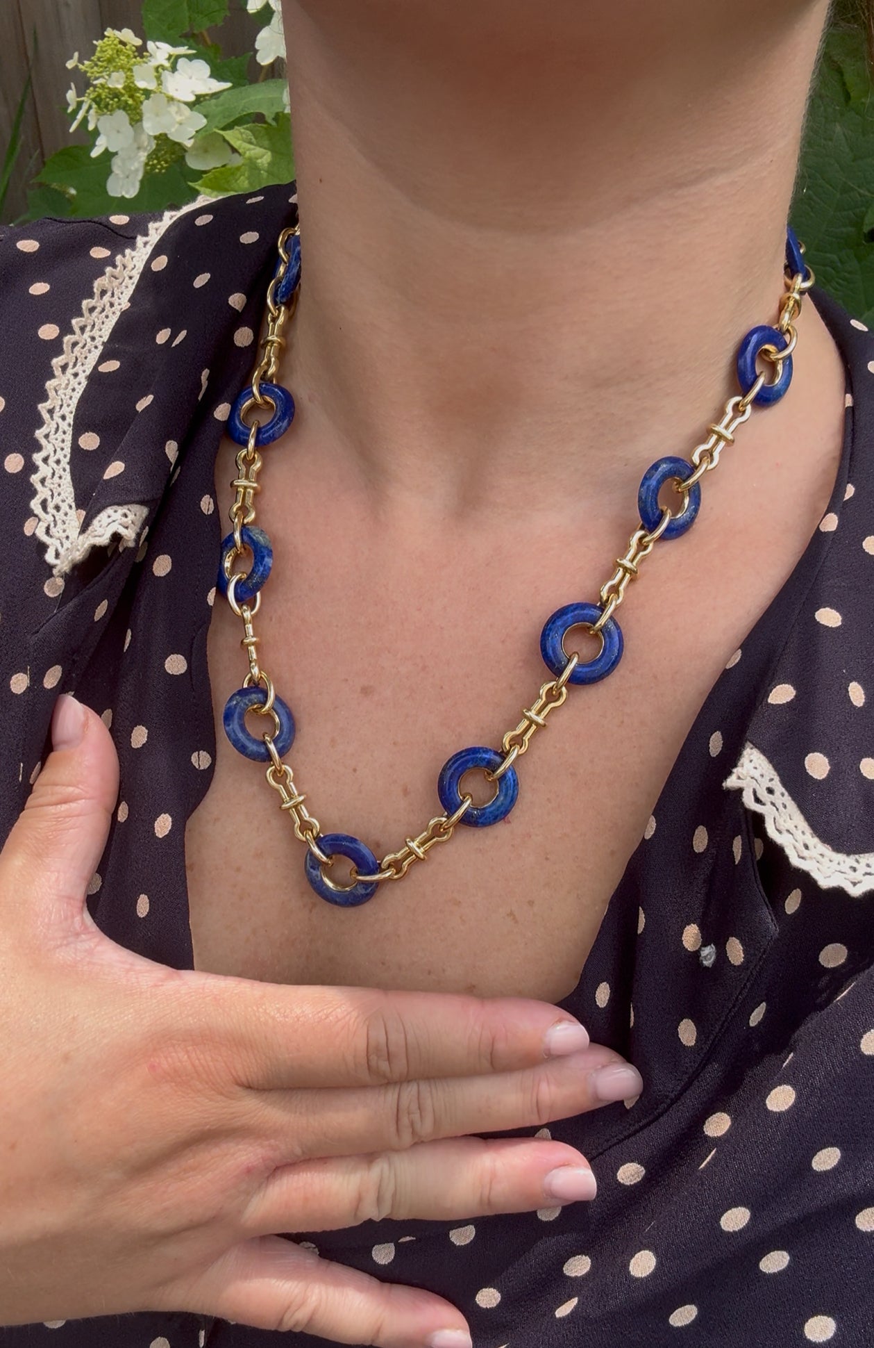 David Webb Lapis Link Yellow Gold Necklace