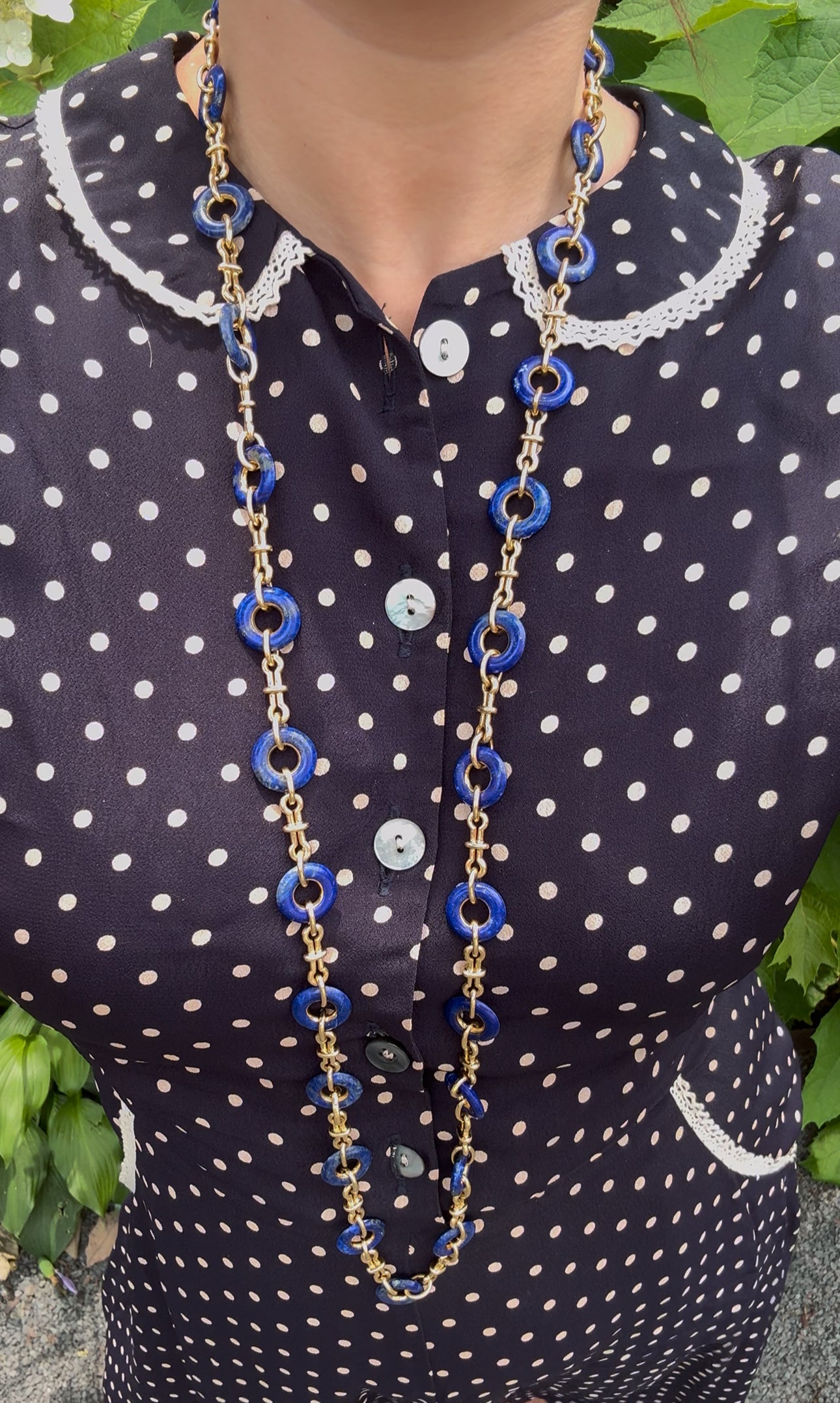 David Webb Lapis Link Yellow Gold Necklace