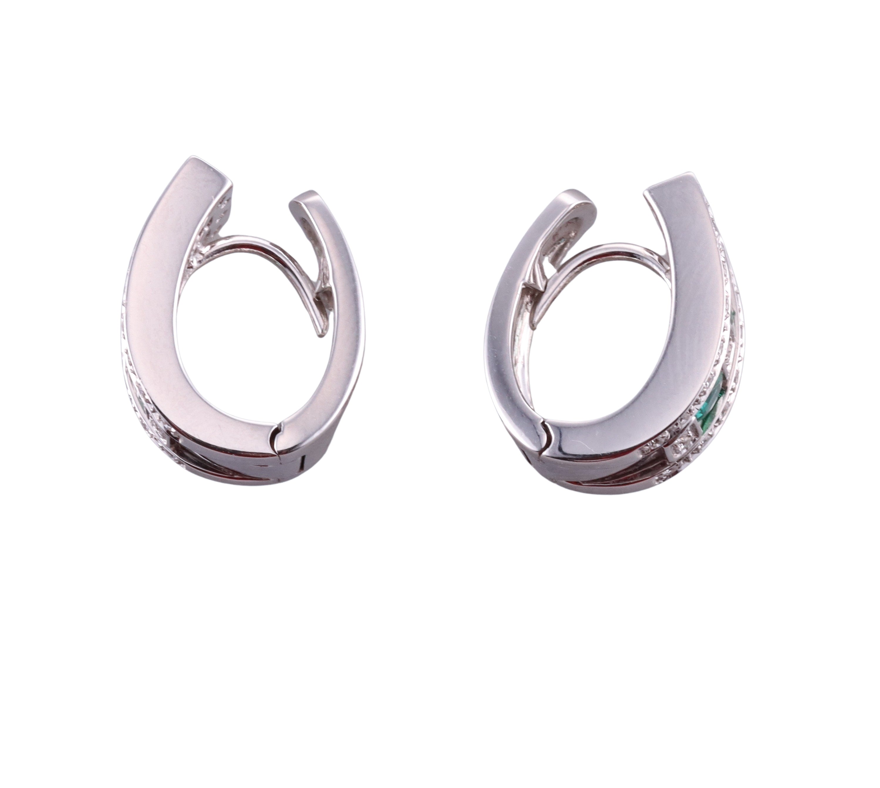 Damiani 18k Gold Diamond Emerald Hoop Earrings