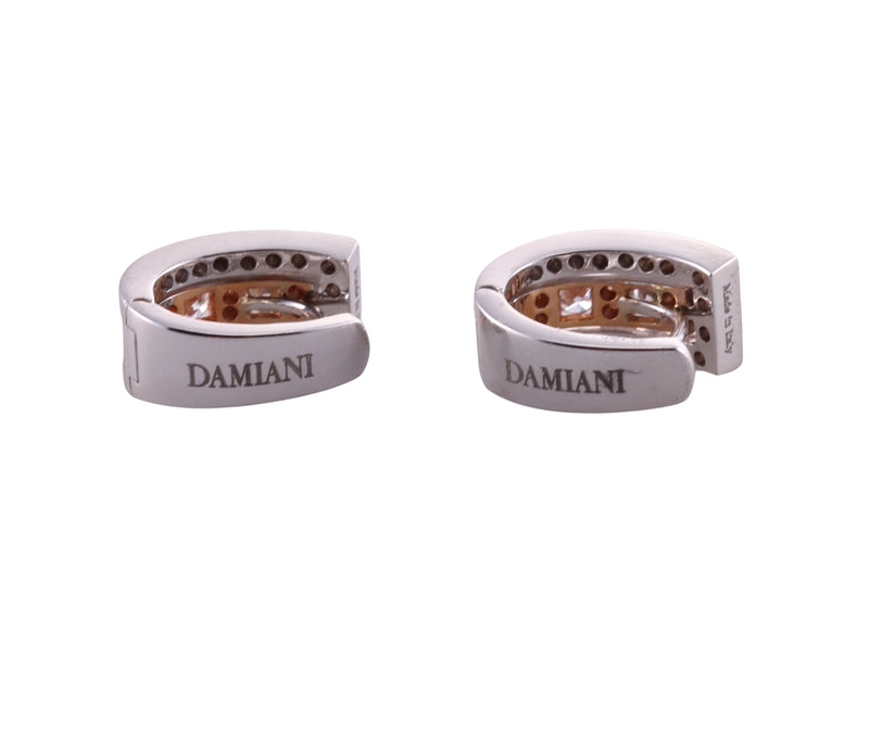 Damiani 18k Gold Diamond Hoop Earrings