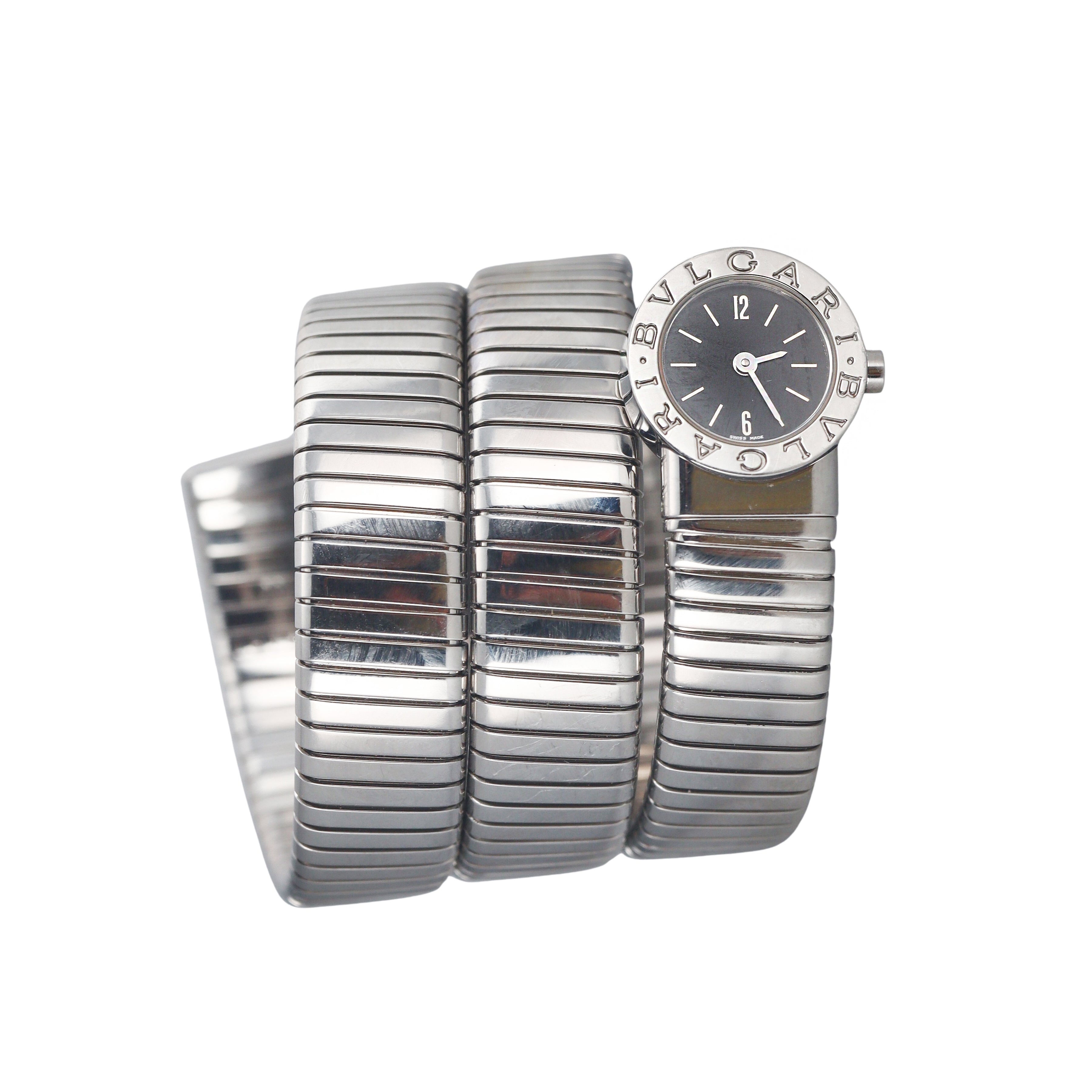 Bulgari Tubogas Steel Coil Wrap Bracelet Watch BB191TS