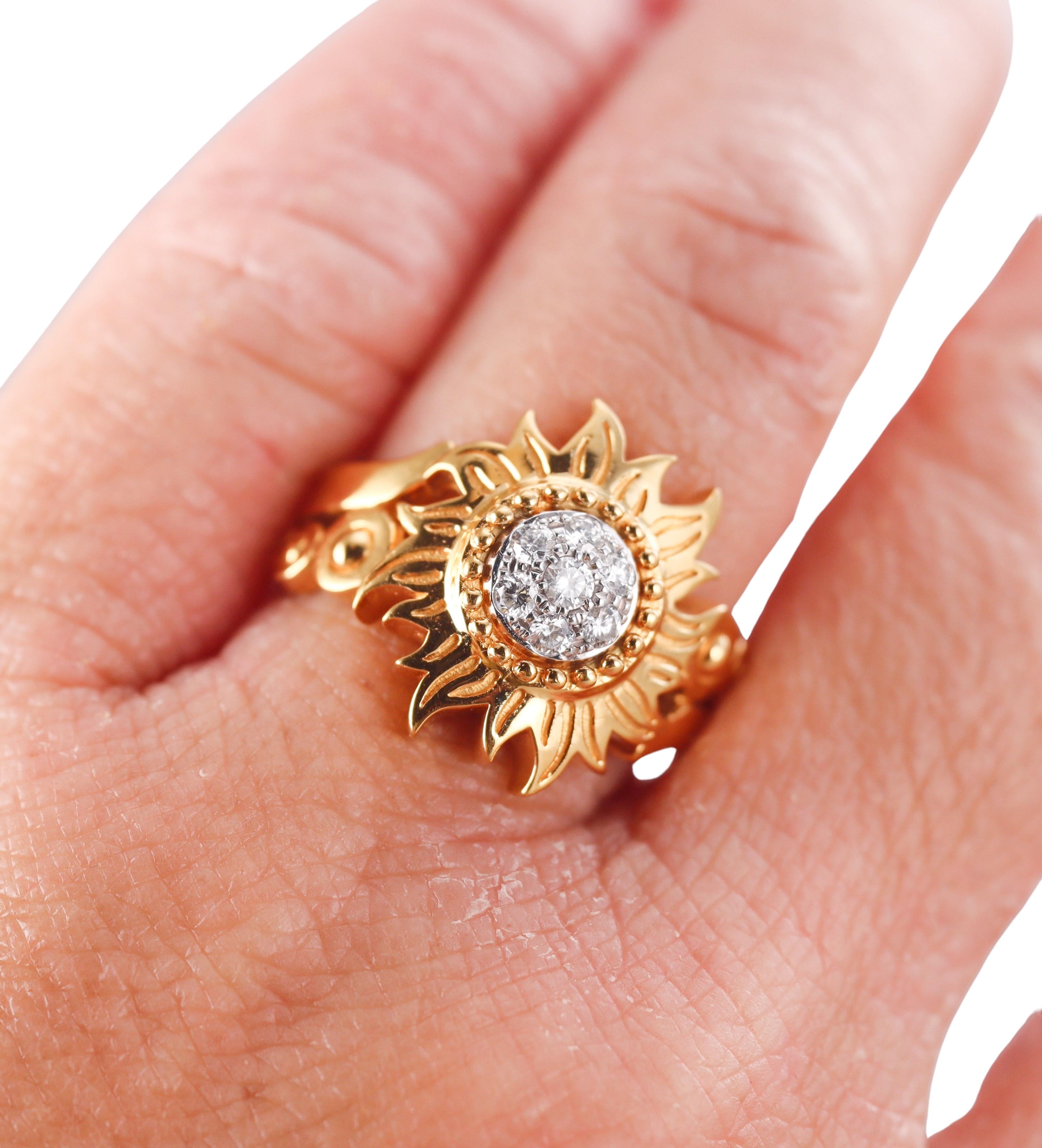 Carrera y Carrera Sol y Sombra Diamond Gold Ring