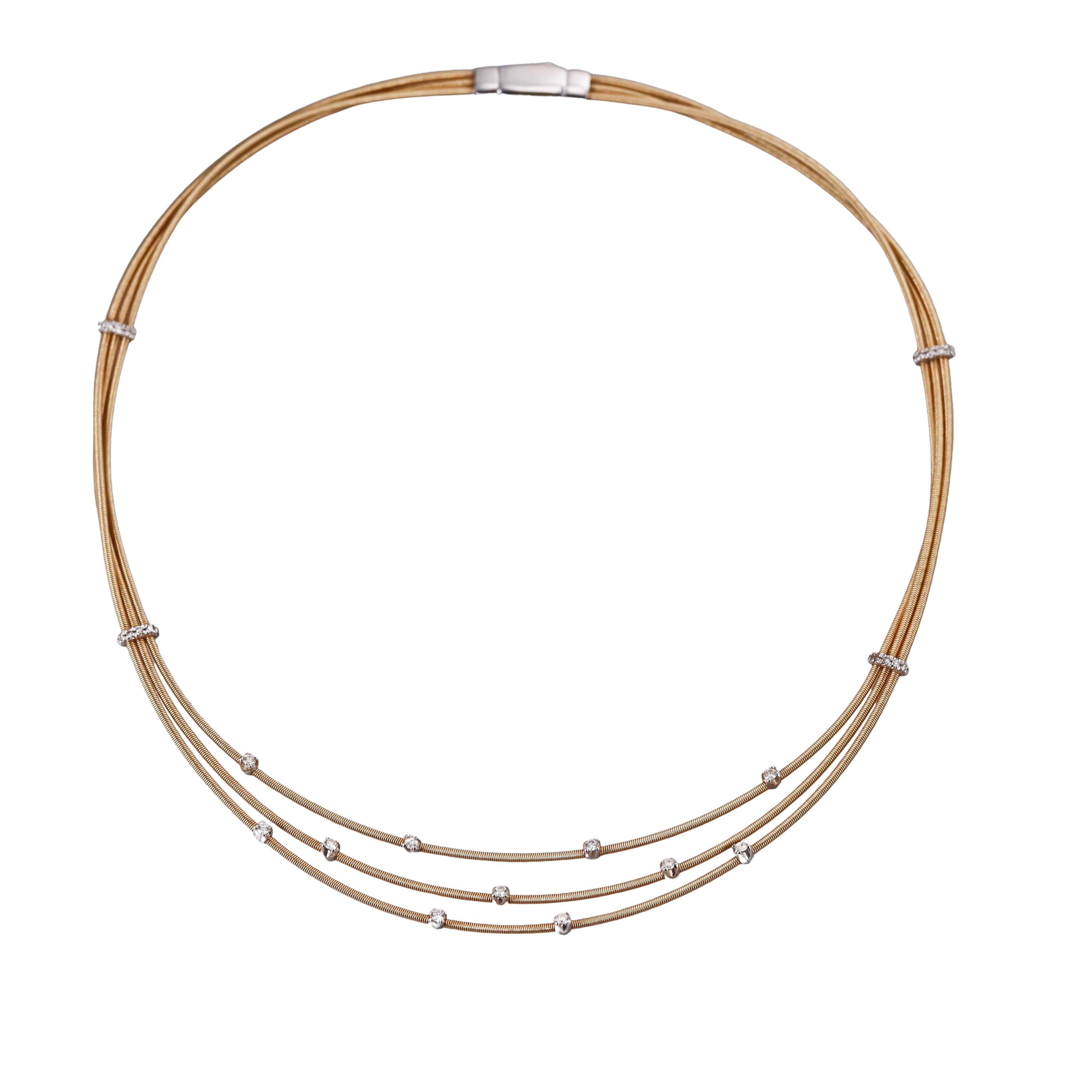 Marco Bicego Goa Yellow Gold Diamond 3 Strand Necklace