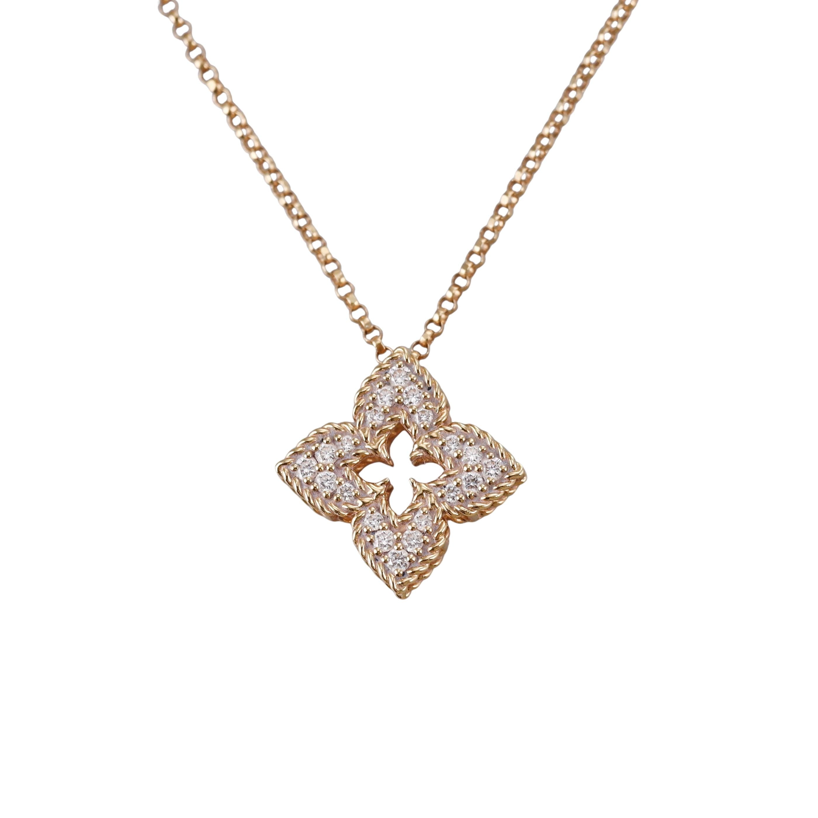 Roberto Coin Venetian Princess Diamond Gold Pendant Necklace