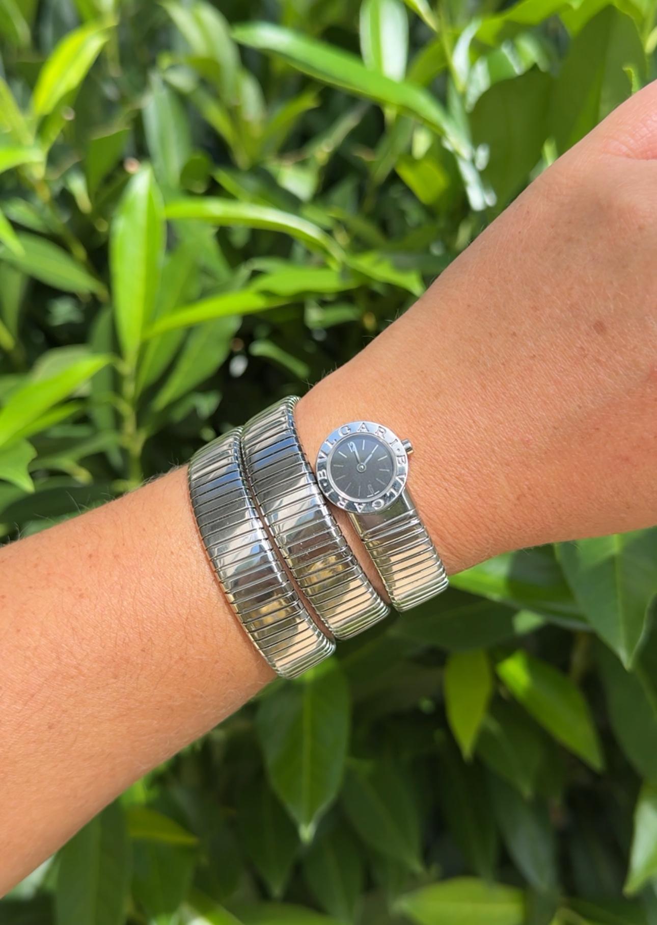 Bulgari Tubogas Steel Coil Wrap Bracelet Watch BB191TS