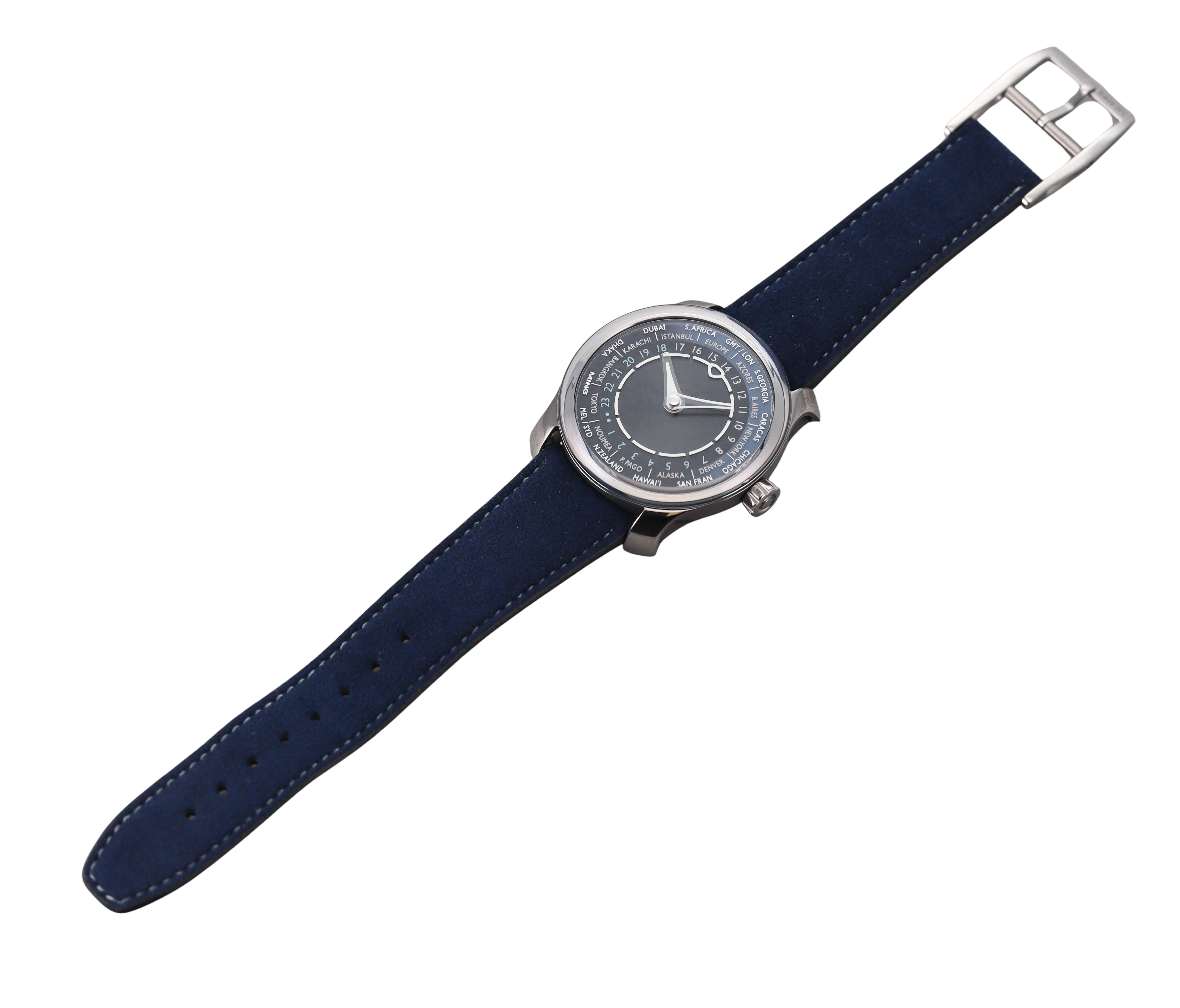 Ming World Timer 29.01 Titanium Blue Watch