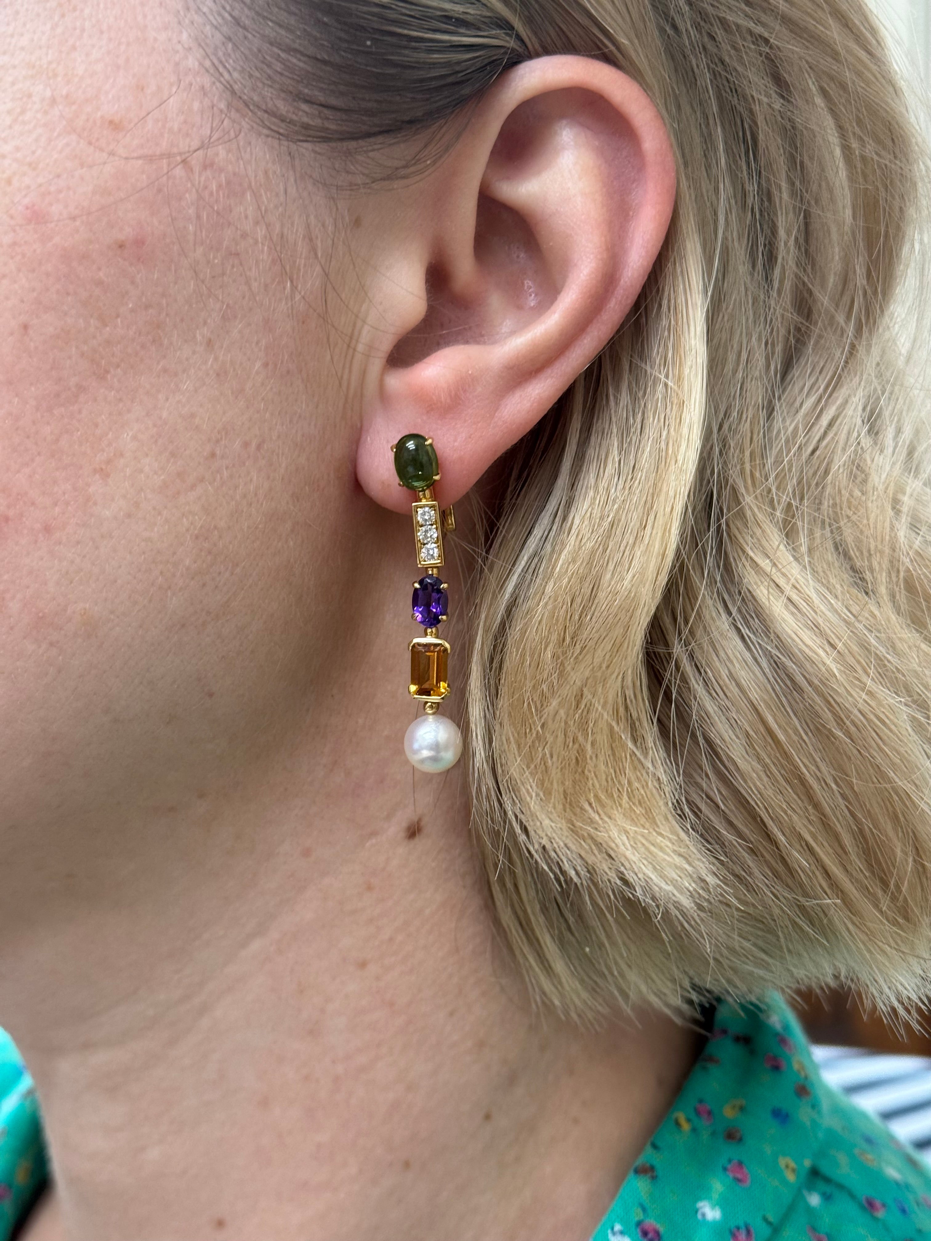 Bulgari Allegra Diamond Gemstone Gold Earrings