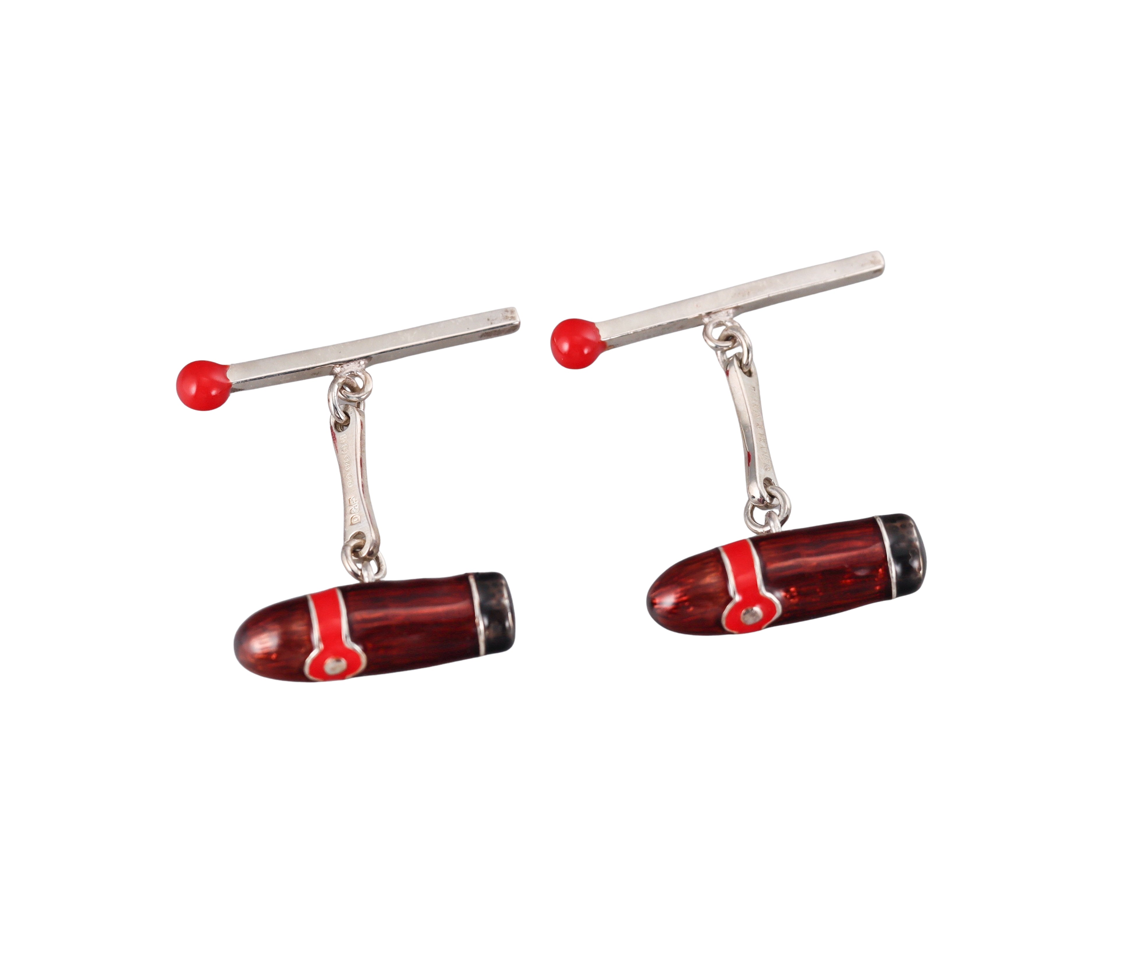 New Deakin & Francis Sterling Silver Cigar and Match Cufflinks
