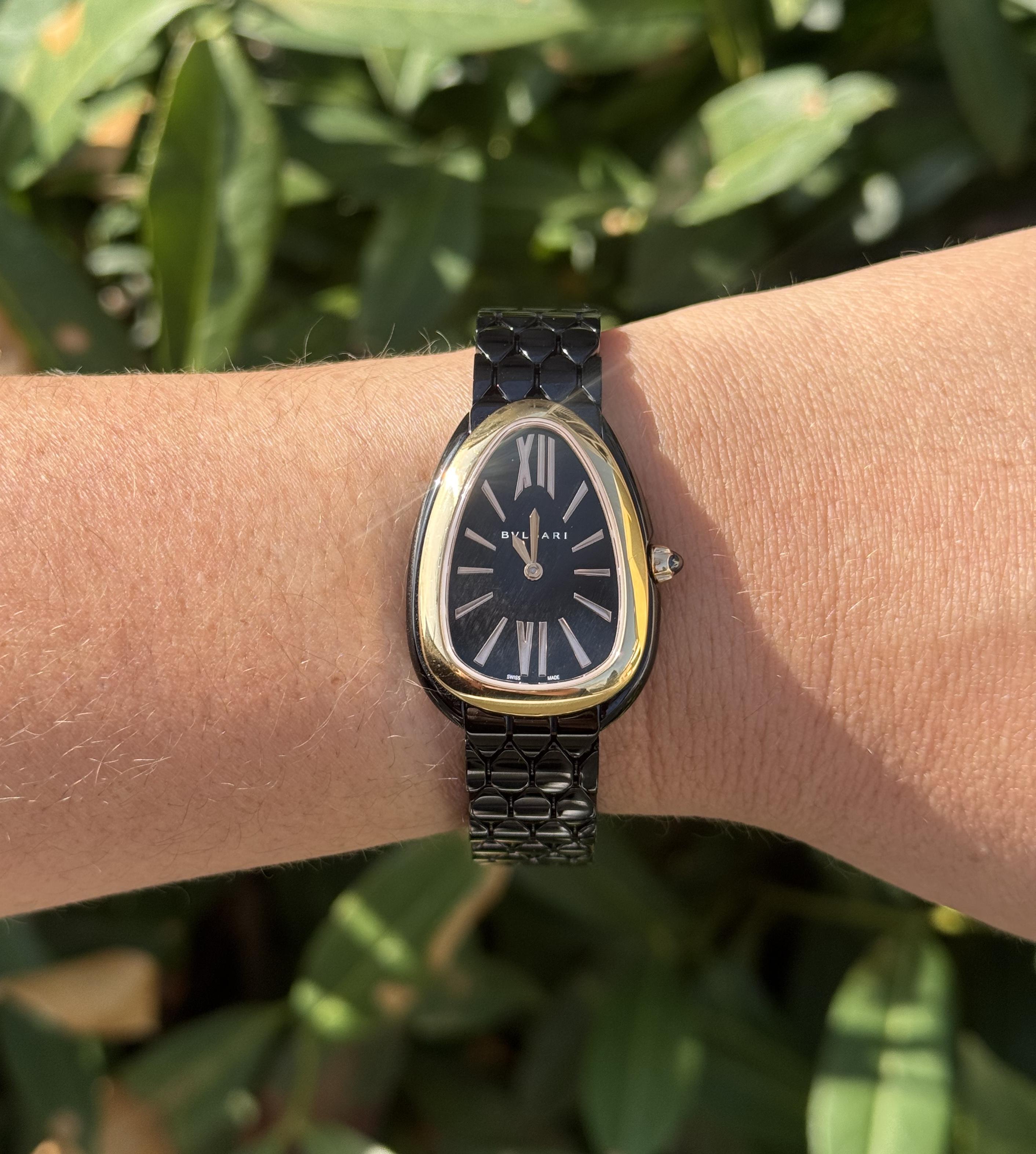 Bulgari Serpenti Seduttori Gold Black Steel Ladies Watch BU39R23