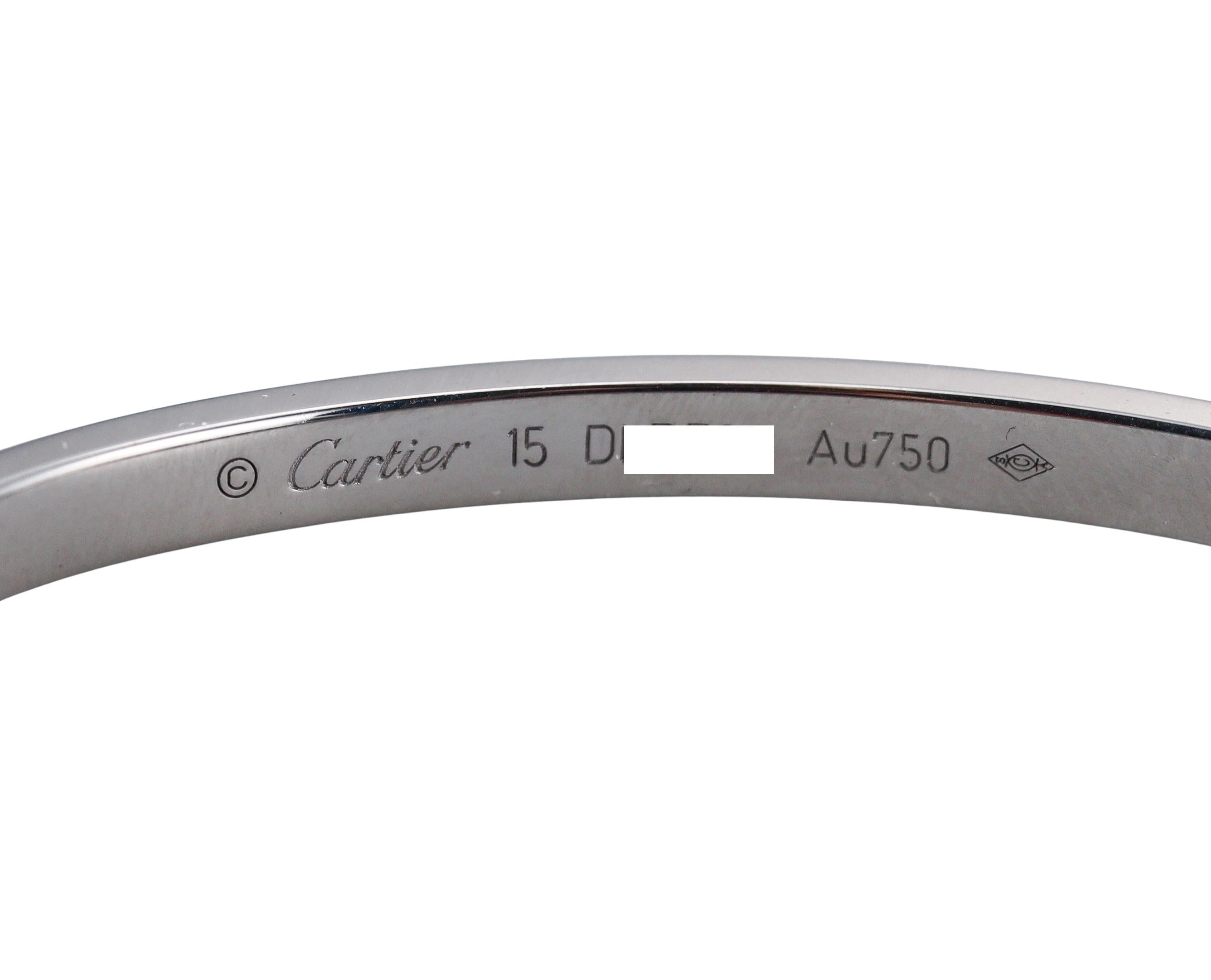 Cartier Love Small Model White Gold Bracelet Size 15