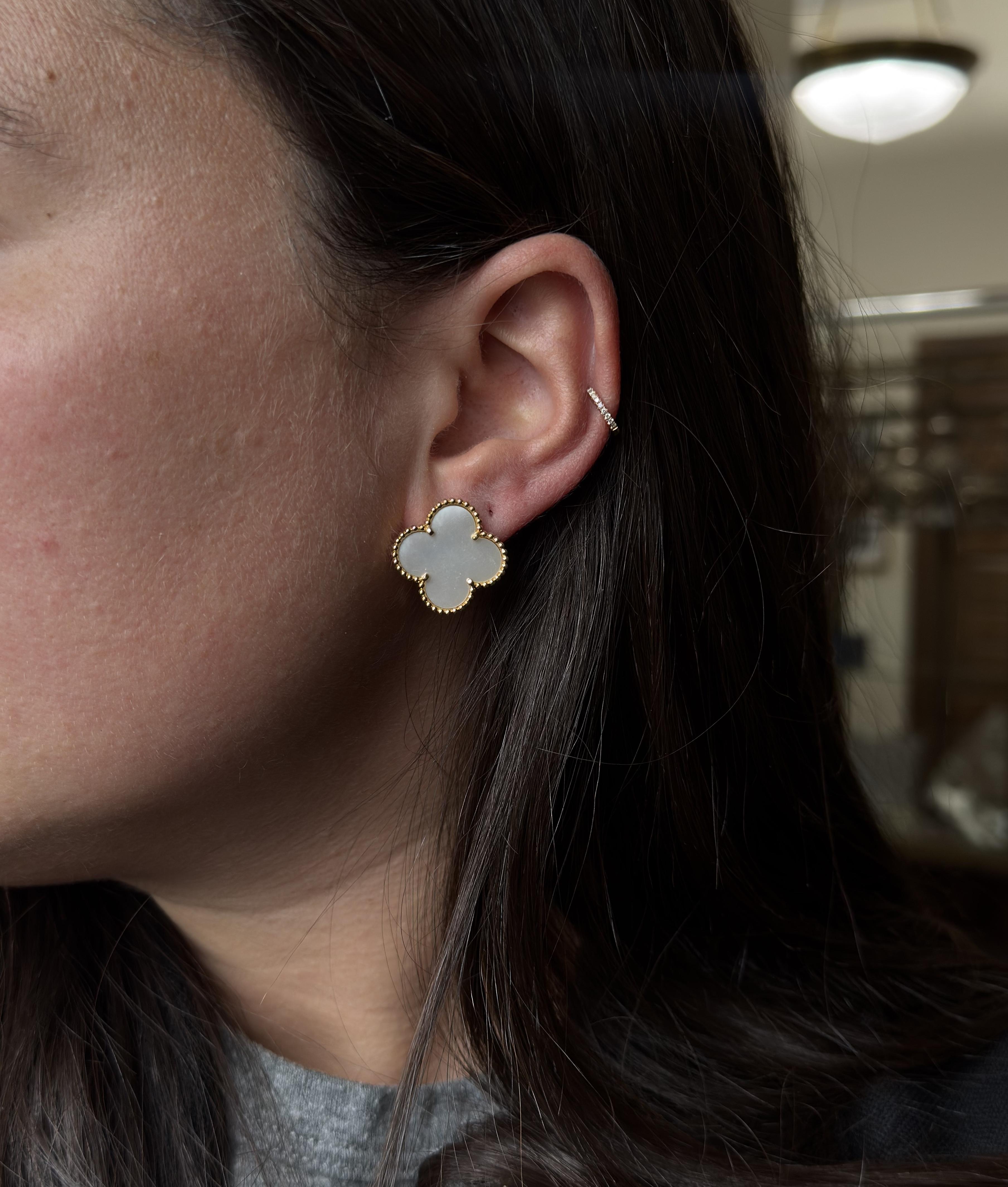 Van Cleef & Arpels Magic Alhambra Gold Mother of Pearl Earrings