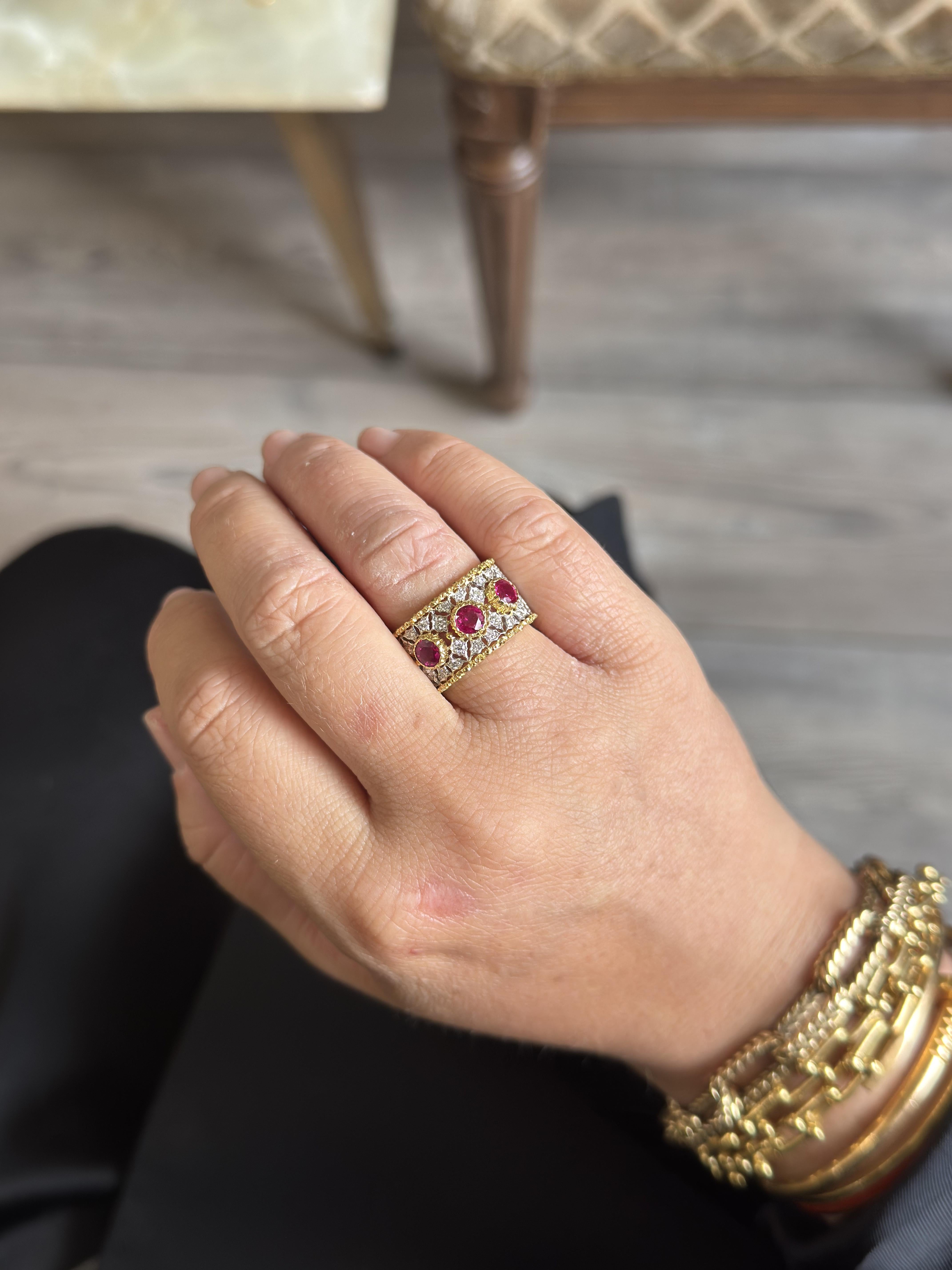 Buccellati Ruby Diamond Gold Band Ring