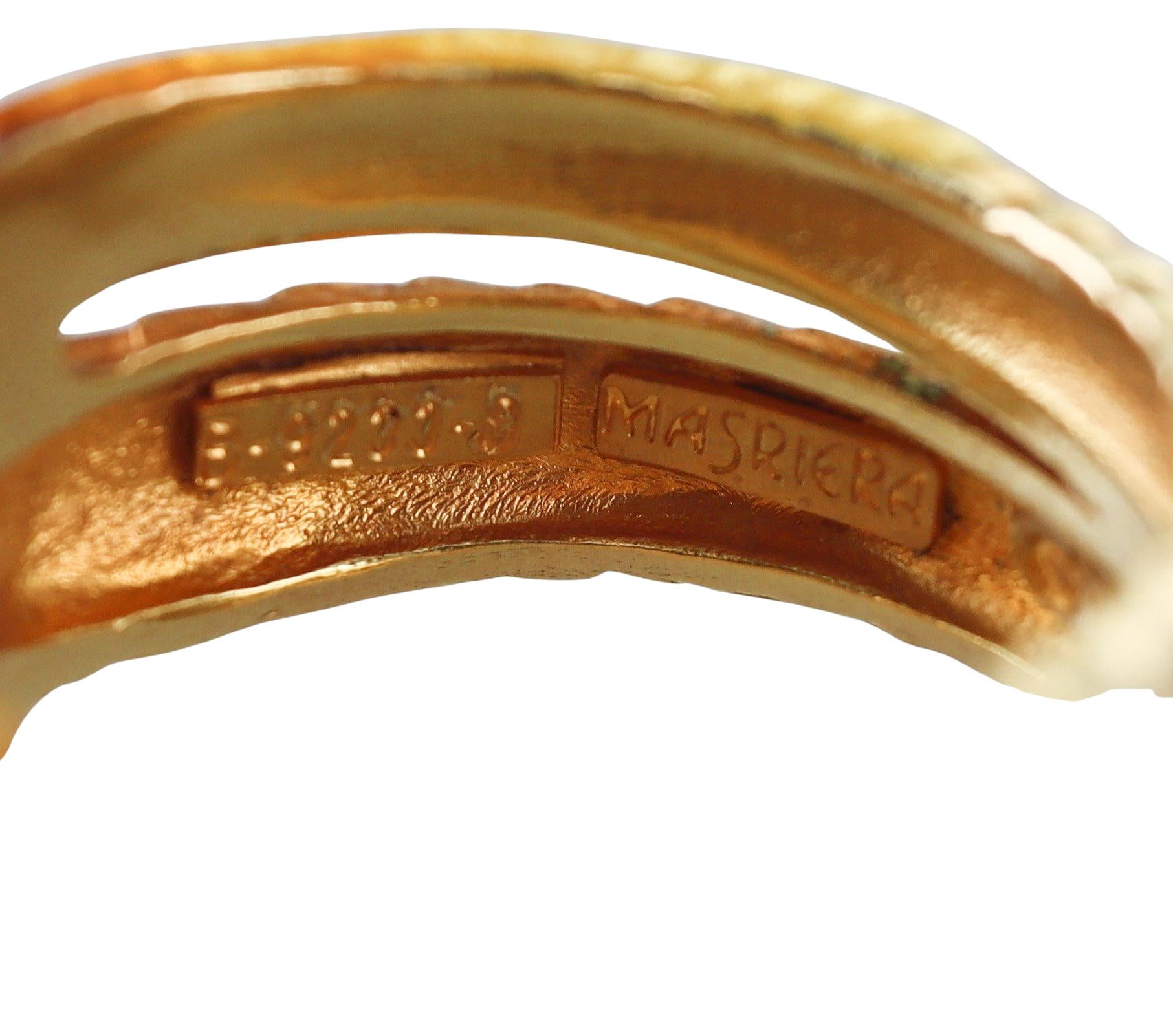 Masriera Diamond Gold Enamel Snake Ring