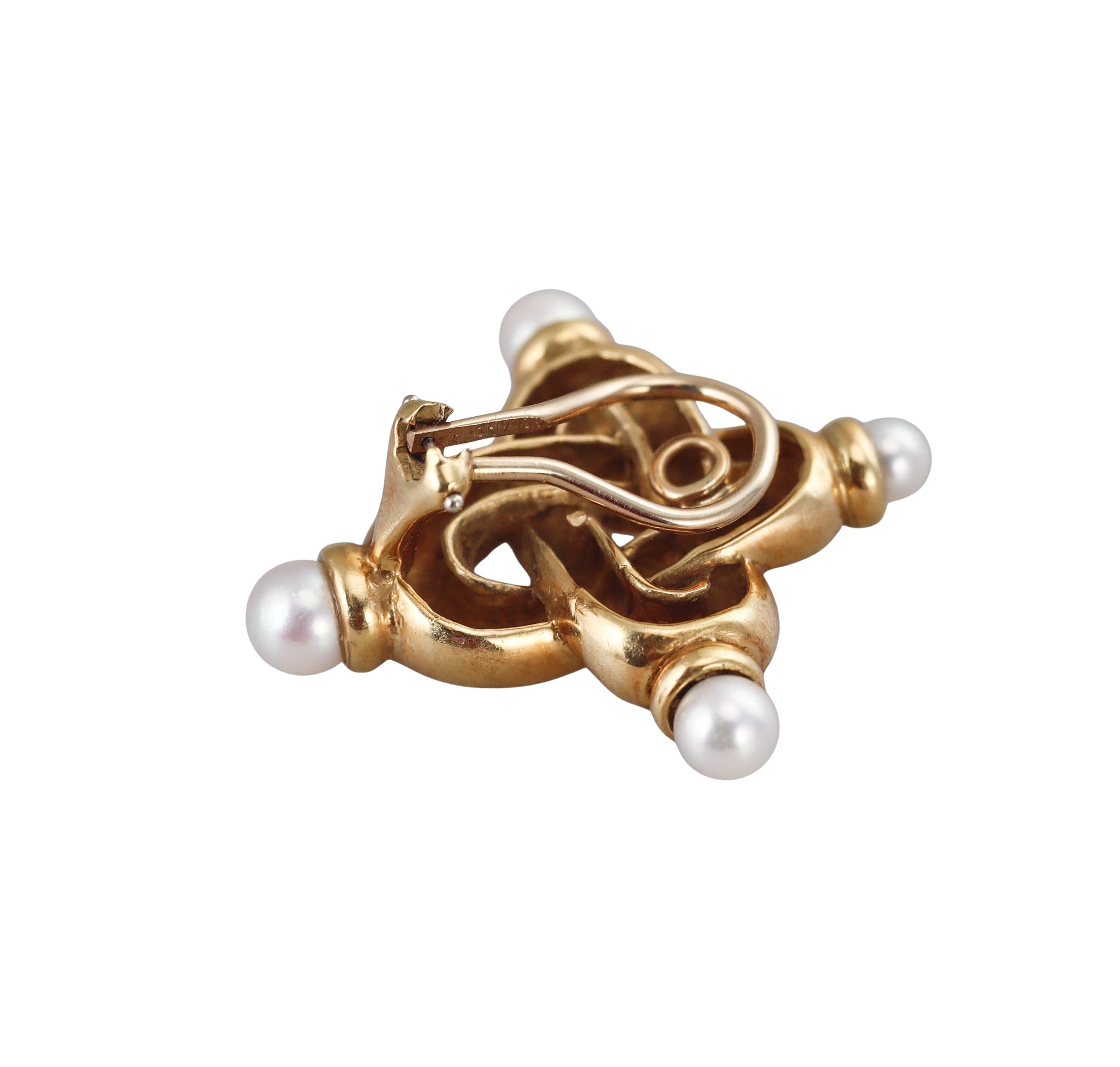 Angela Cummings Pearl Gold Knot Earrings