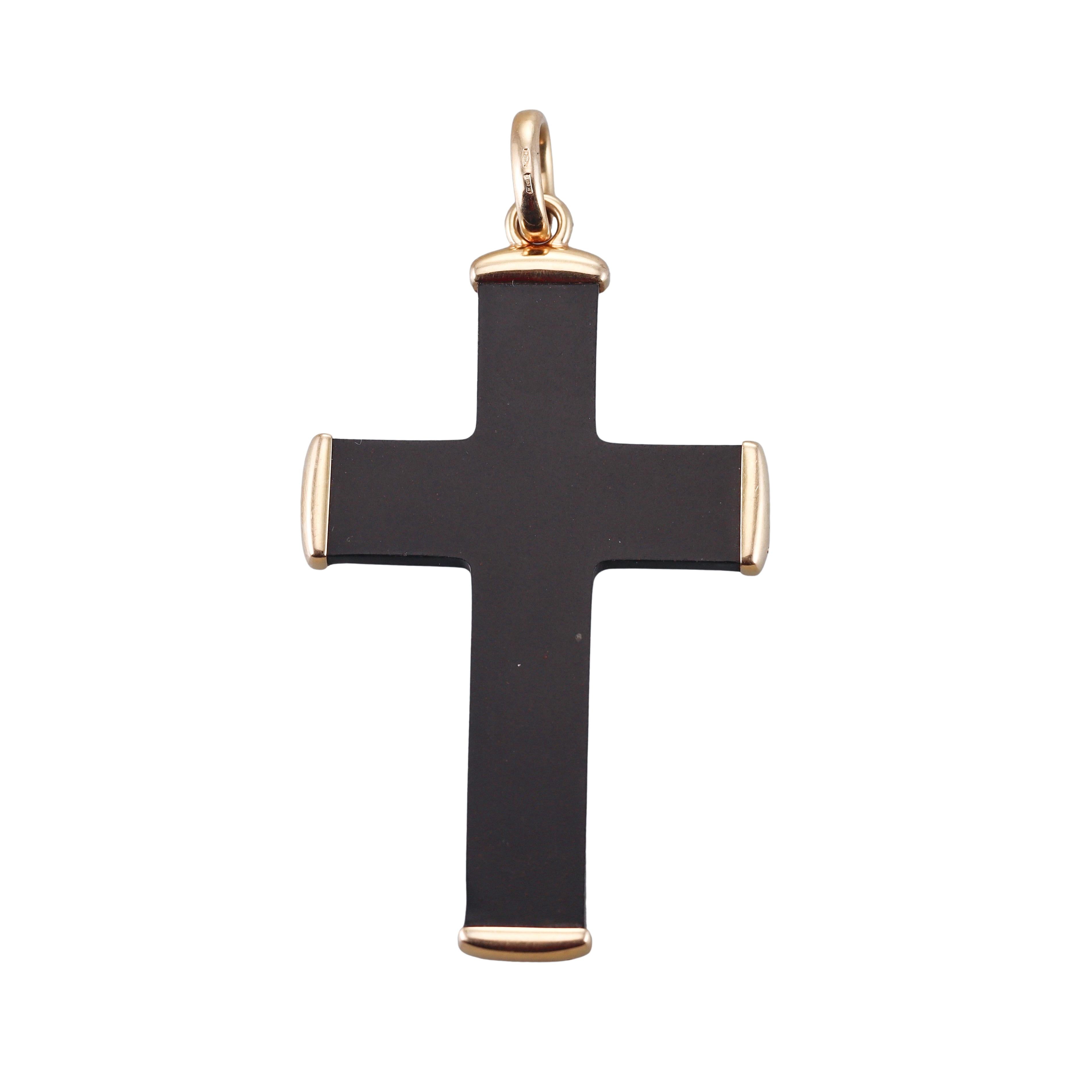 Large Pomellato Rose Gold Jet Cross Pendant