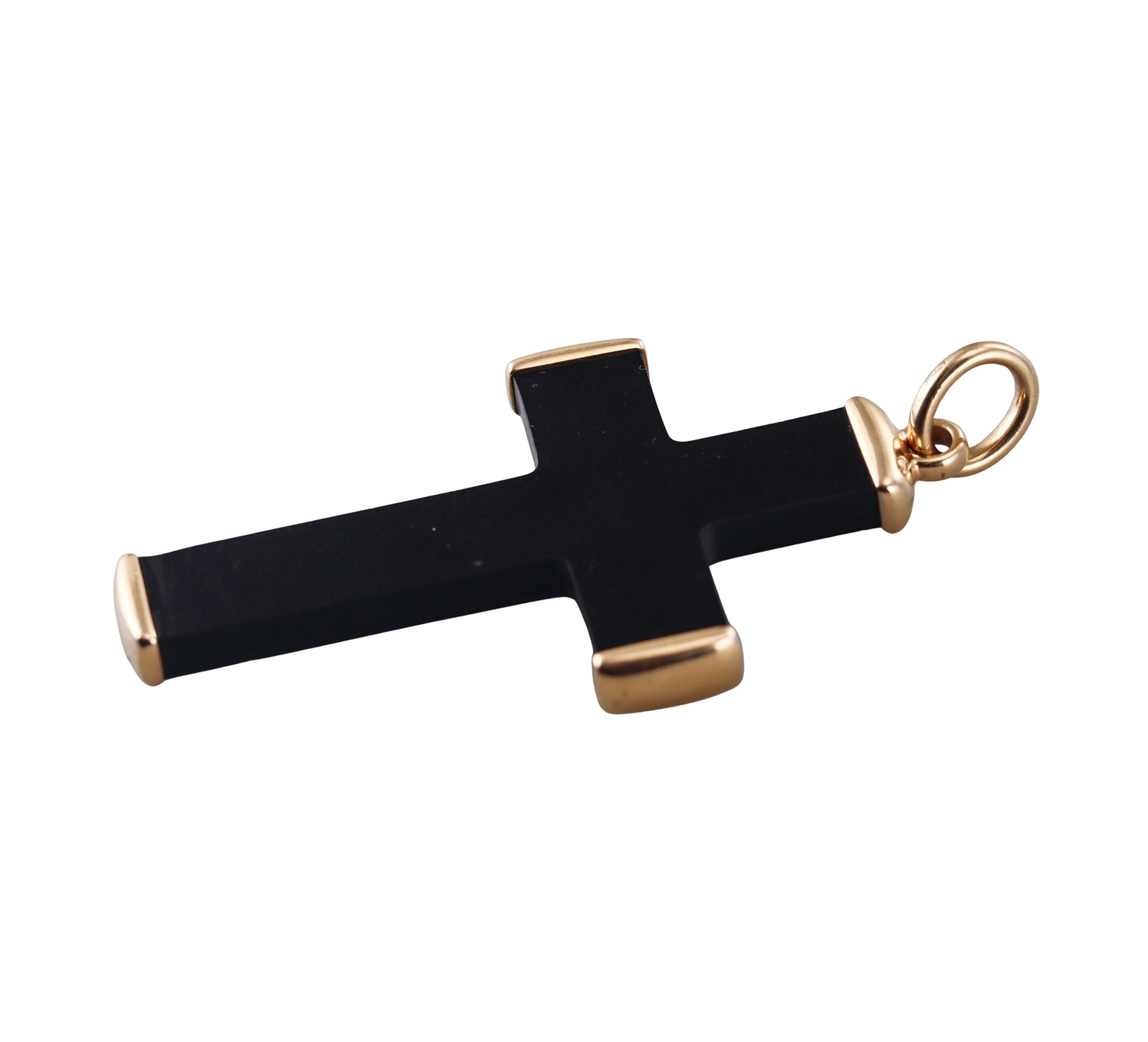 Large Pomellato Rose Gold Jet Cross Pendant