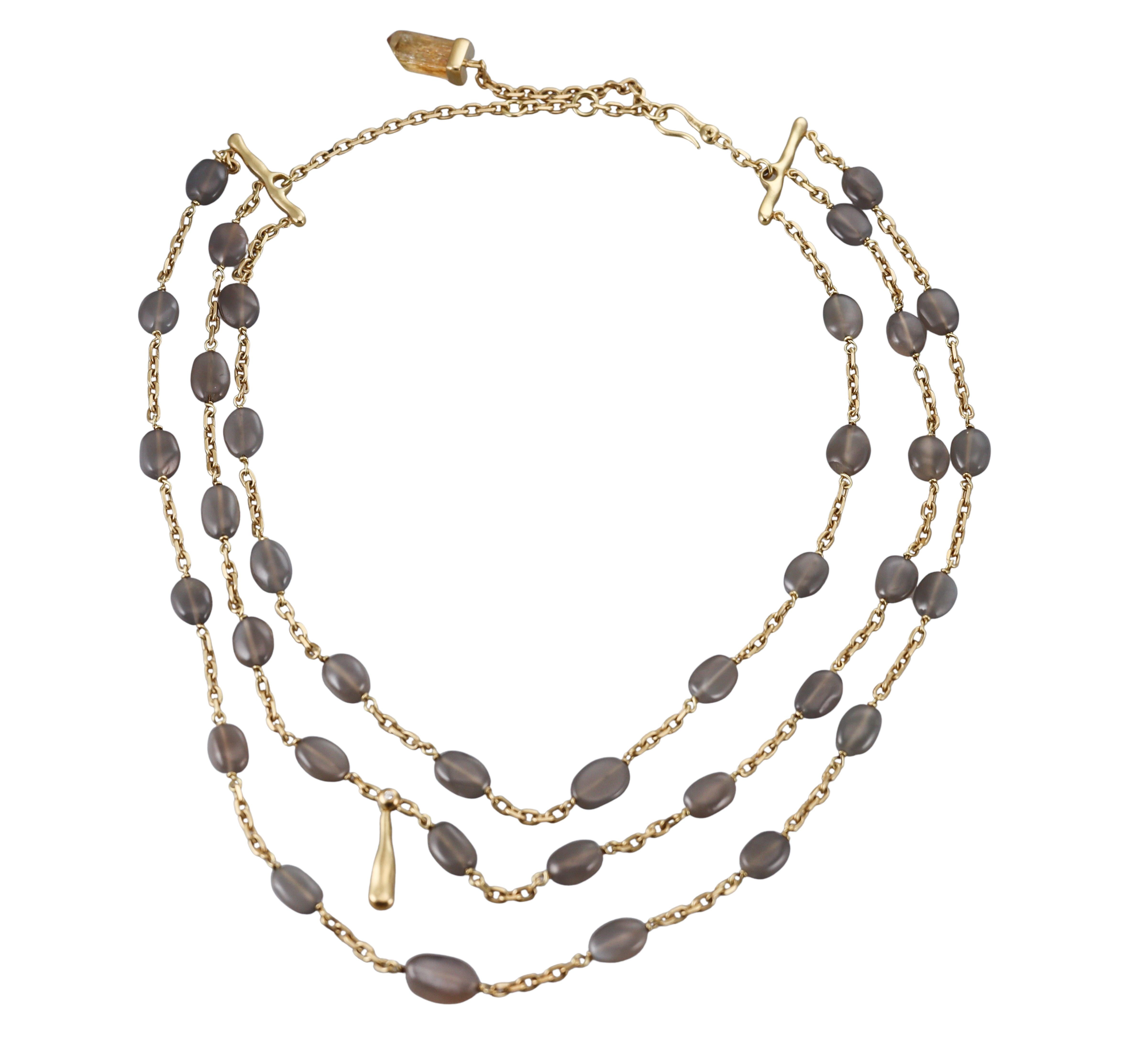 H. Stern Grey Moonstone Diamond Rutilated Quartz Multi Strand Necklace