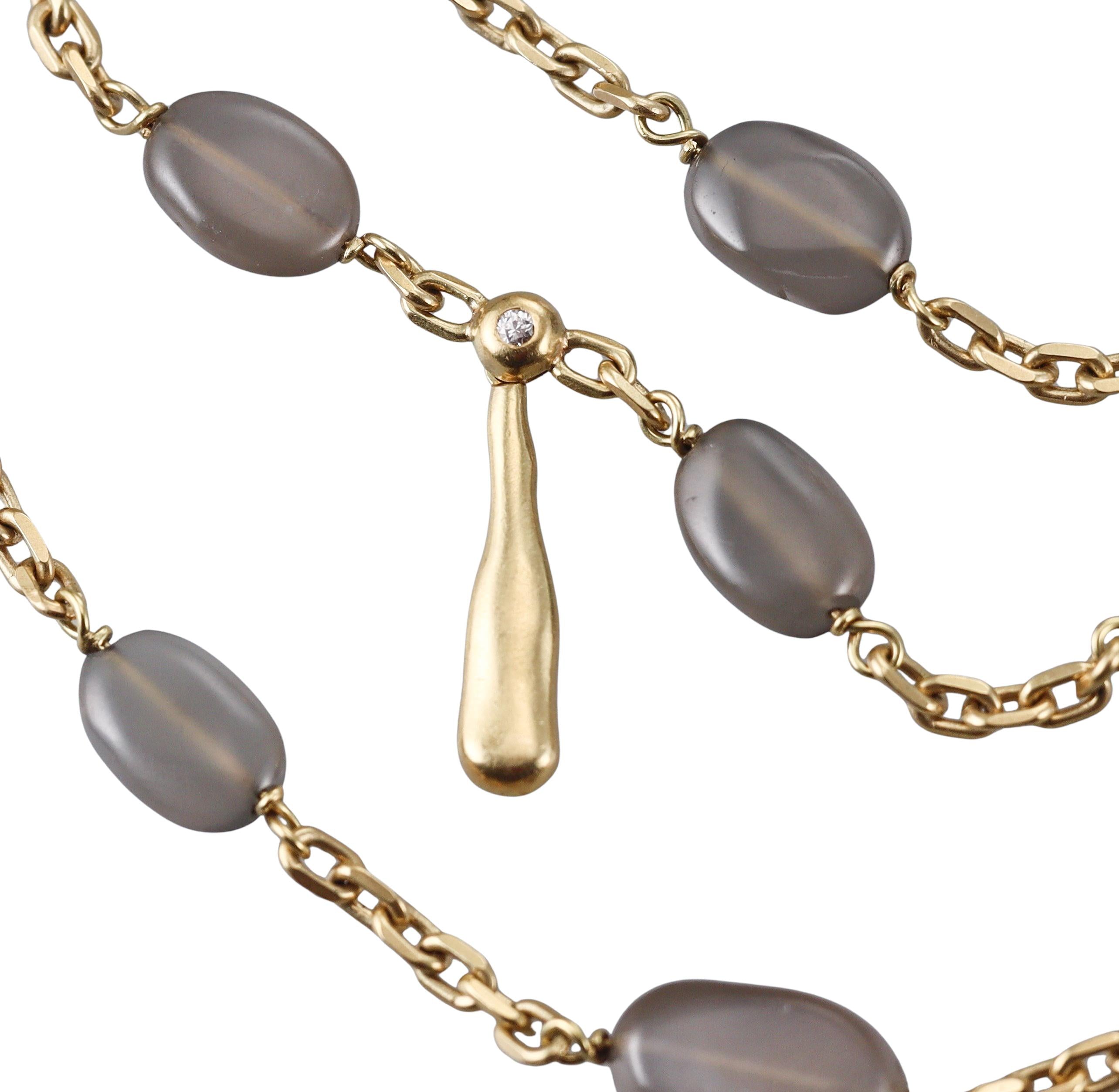 H. Stern Grey Moonstone Diamond Rutilated Quartz Multi Strand Necklace