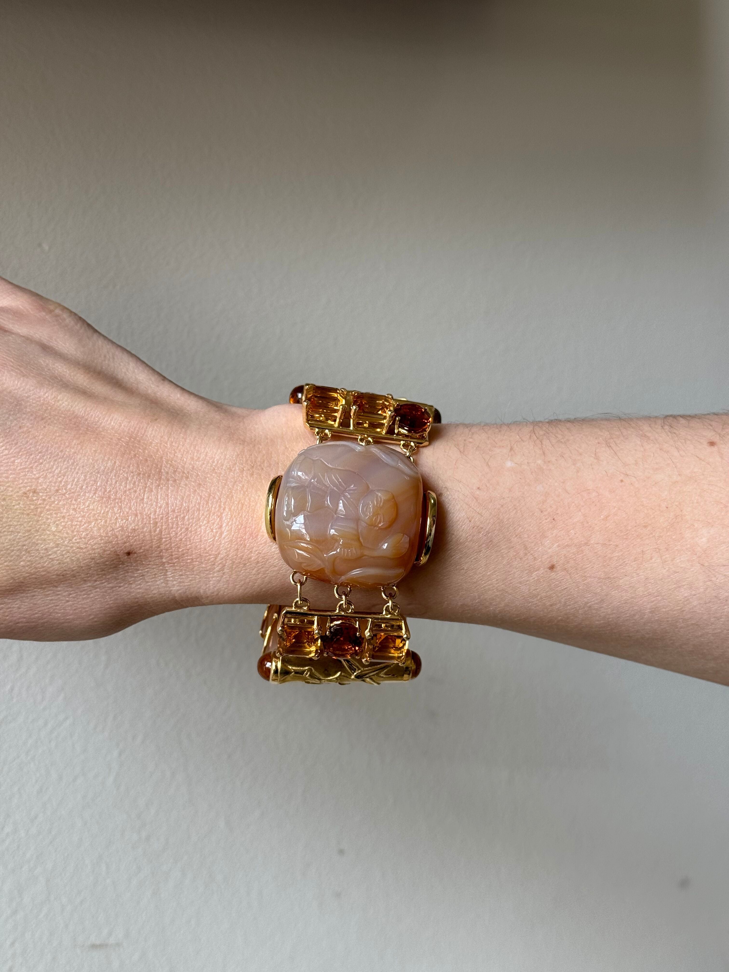 Seaman Schepps Snuff Bottle Citrine Carnelian Gold Bracelet