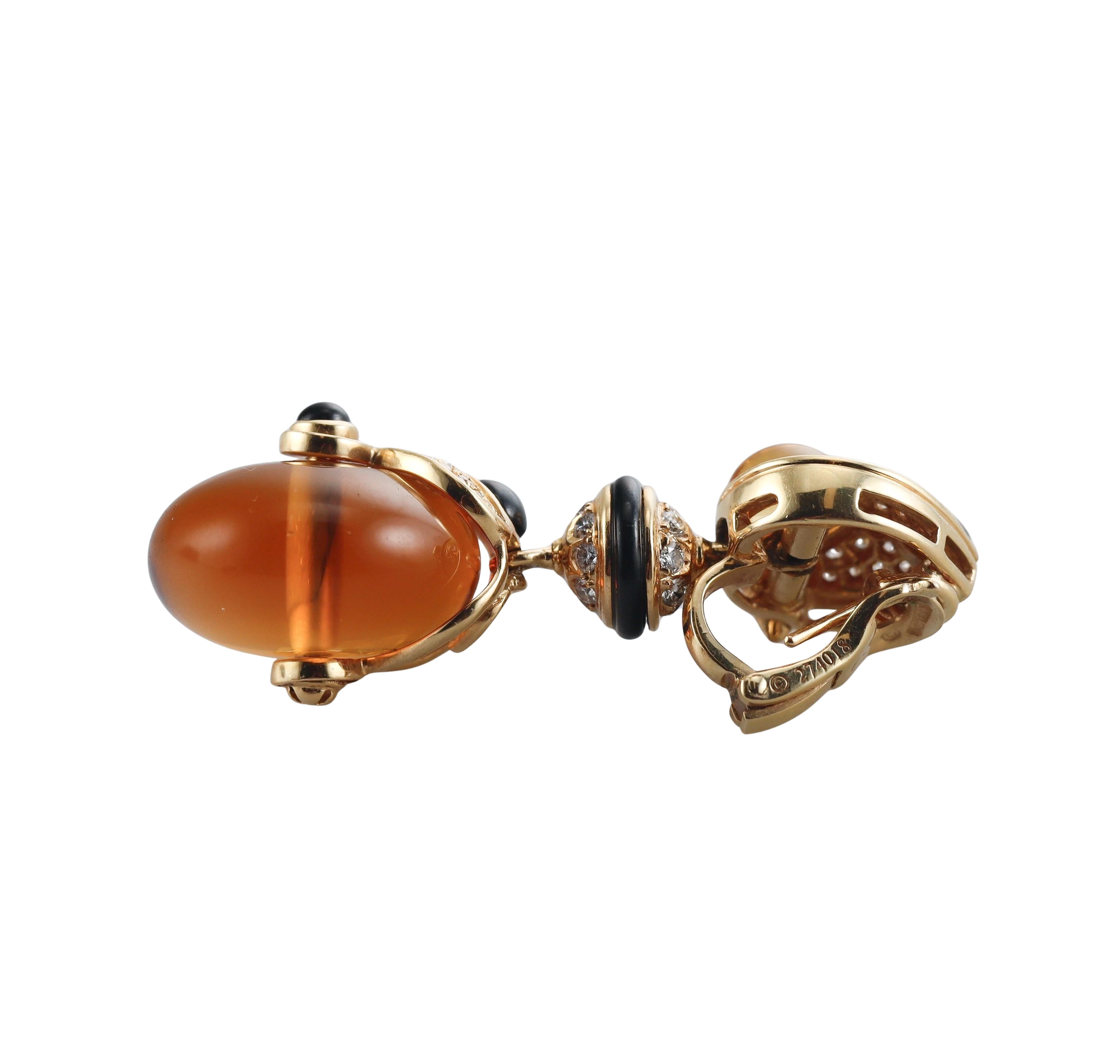 Marina B Diamond Onyx Diamond Gold Night & Day Earrings