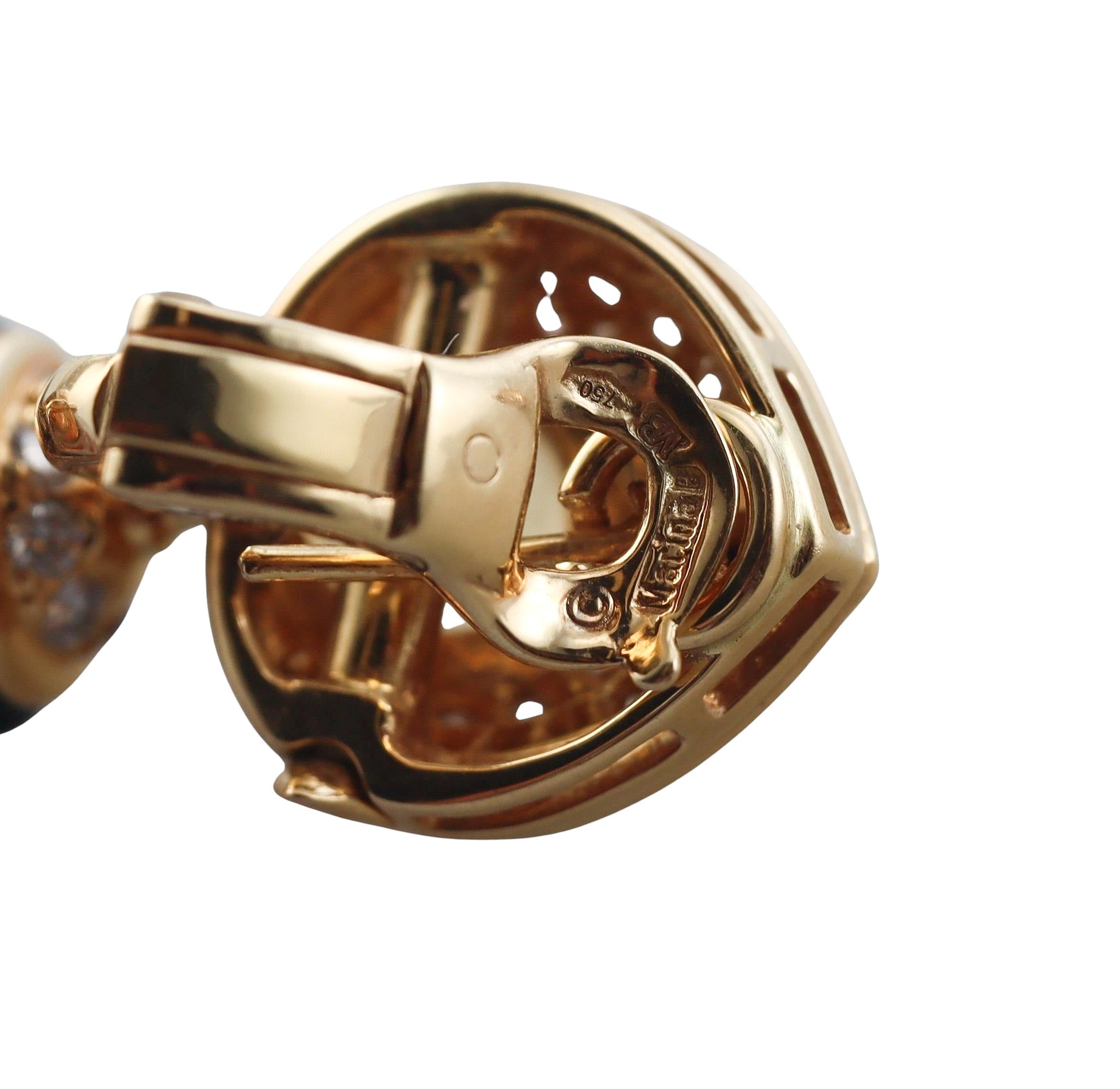 Marina B Diamond Onyx Diamond Gold Night & Day Earrings