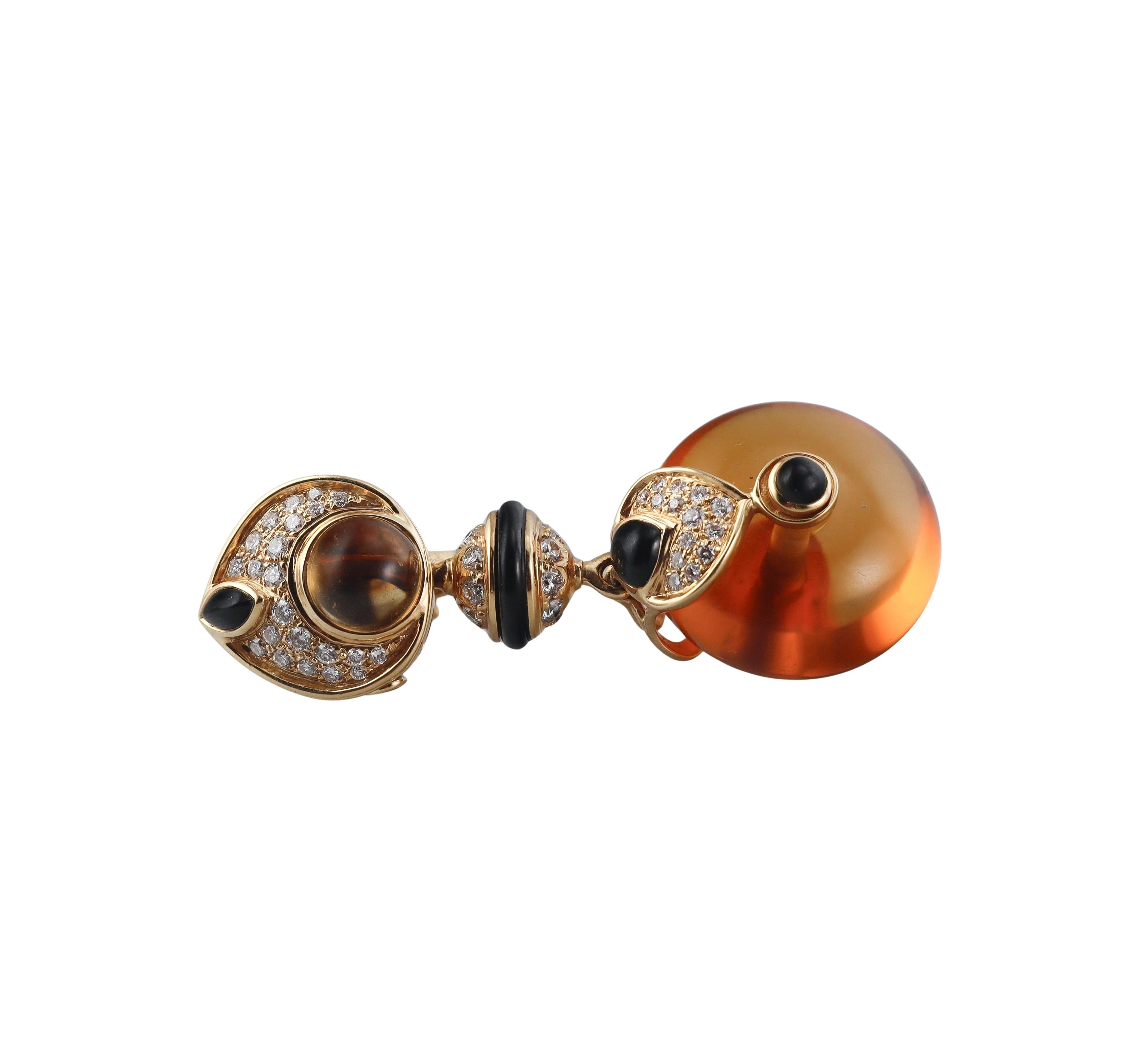 Marina B Diamond Onyx Diamond Gold Night & Day Earrings