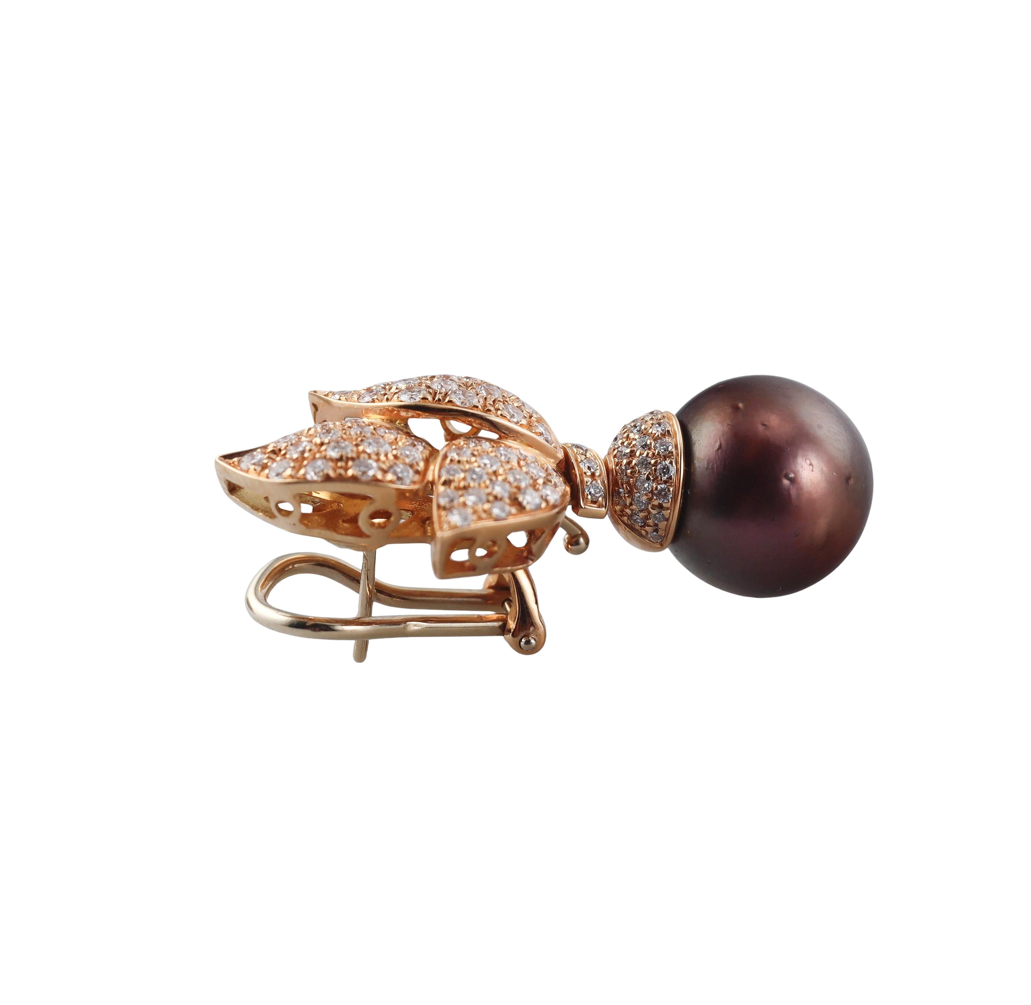 Diamond South Sea Pearl Gold Night & Day Earrings