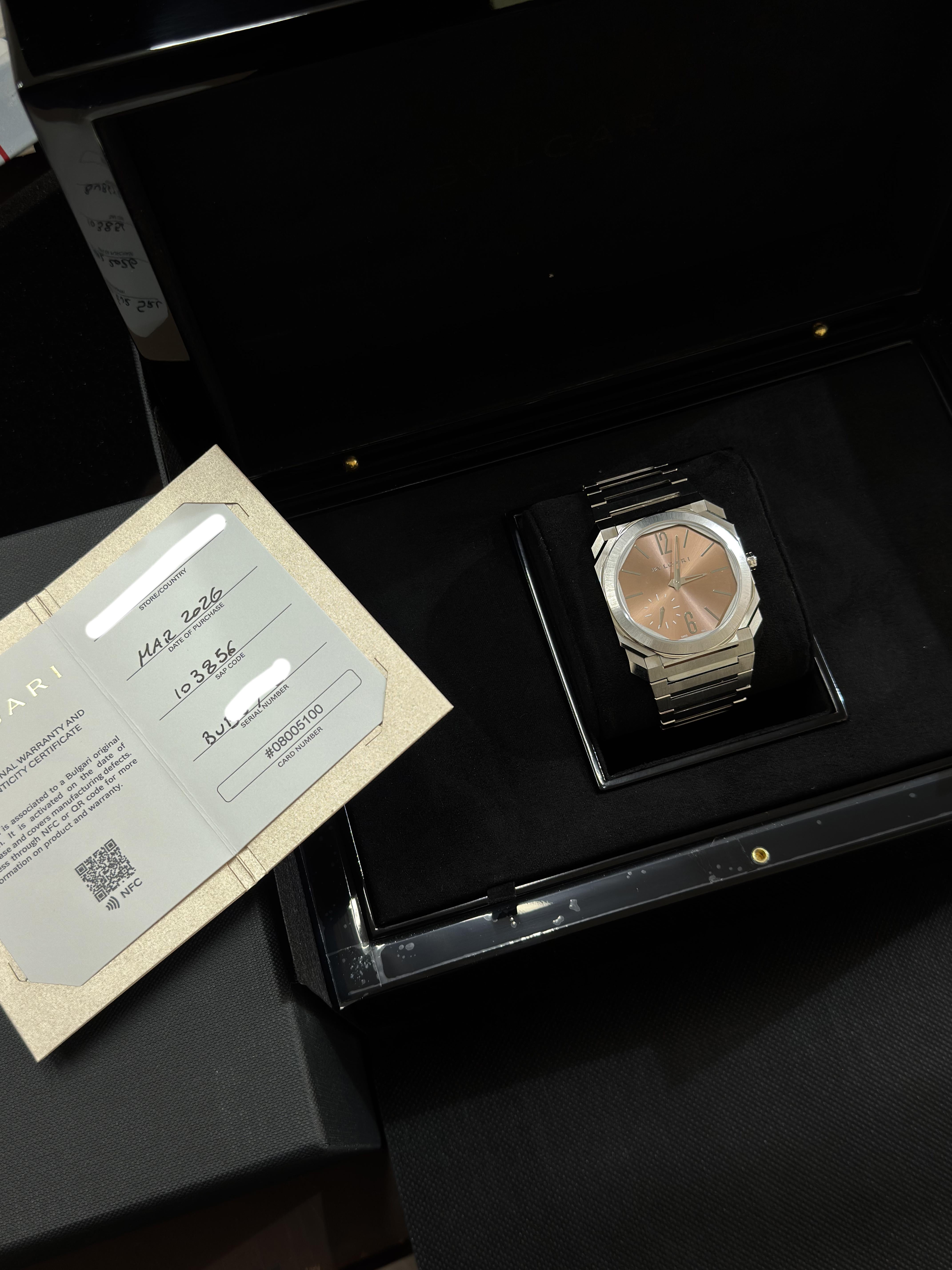 Bulgari Octo Finissimo Satin Steel Salmon Dial Ultra Thin Watch BGO 40 S XT