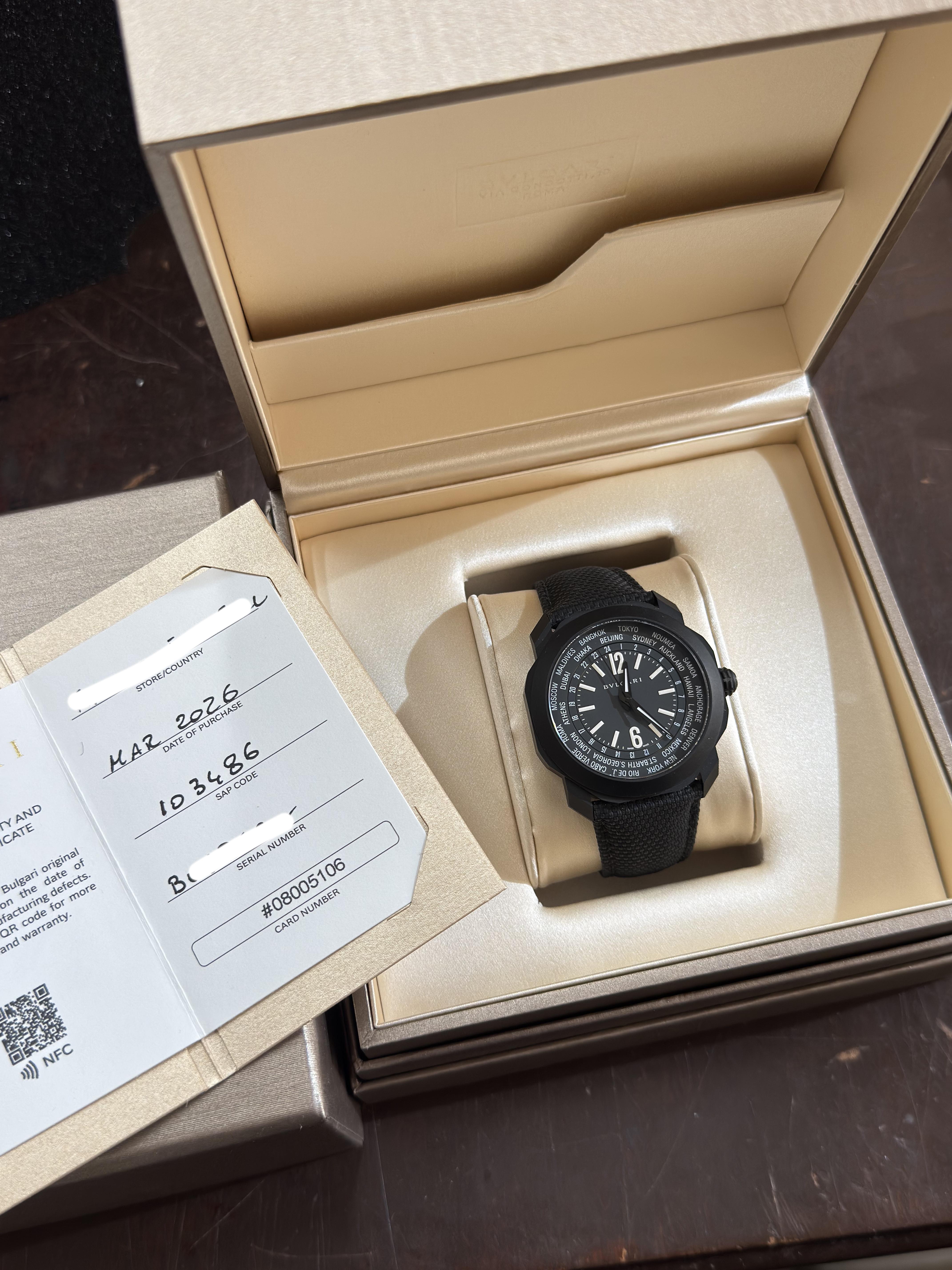 Bulgari Octo Roma World Timer Black Automatic Watch OC 41 S WT