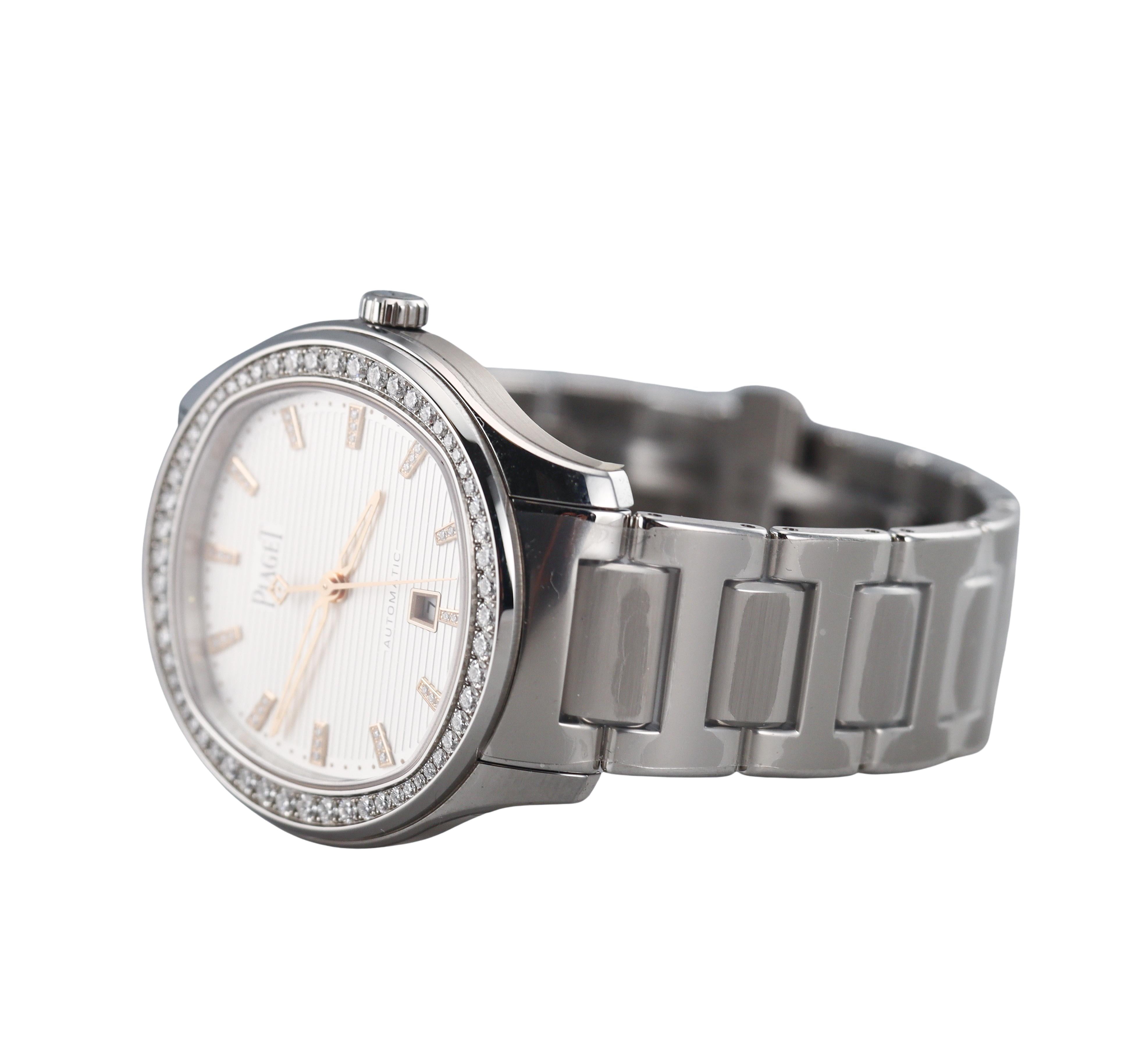 Piaget Polo Date 36mm Diamond Dial Steel Automatic Watch G0A46019