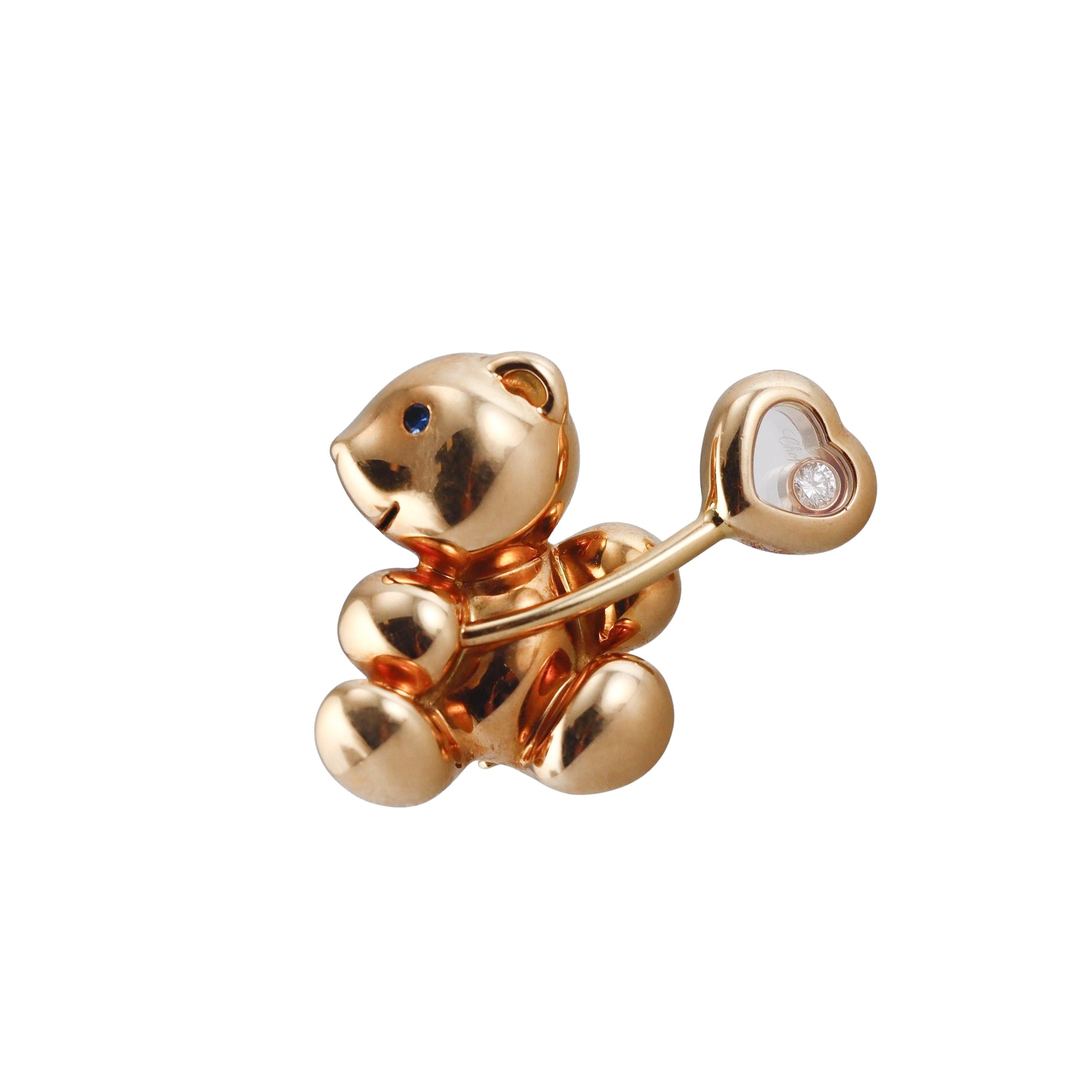 Heart Balloonクリップブローチ Chopard Happy Diamonds Sapphire Teddy Bear Heart Balloon Gold Brooch P