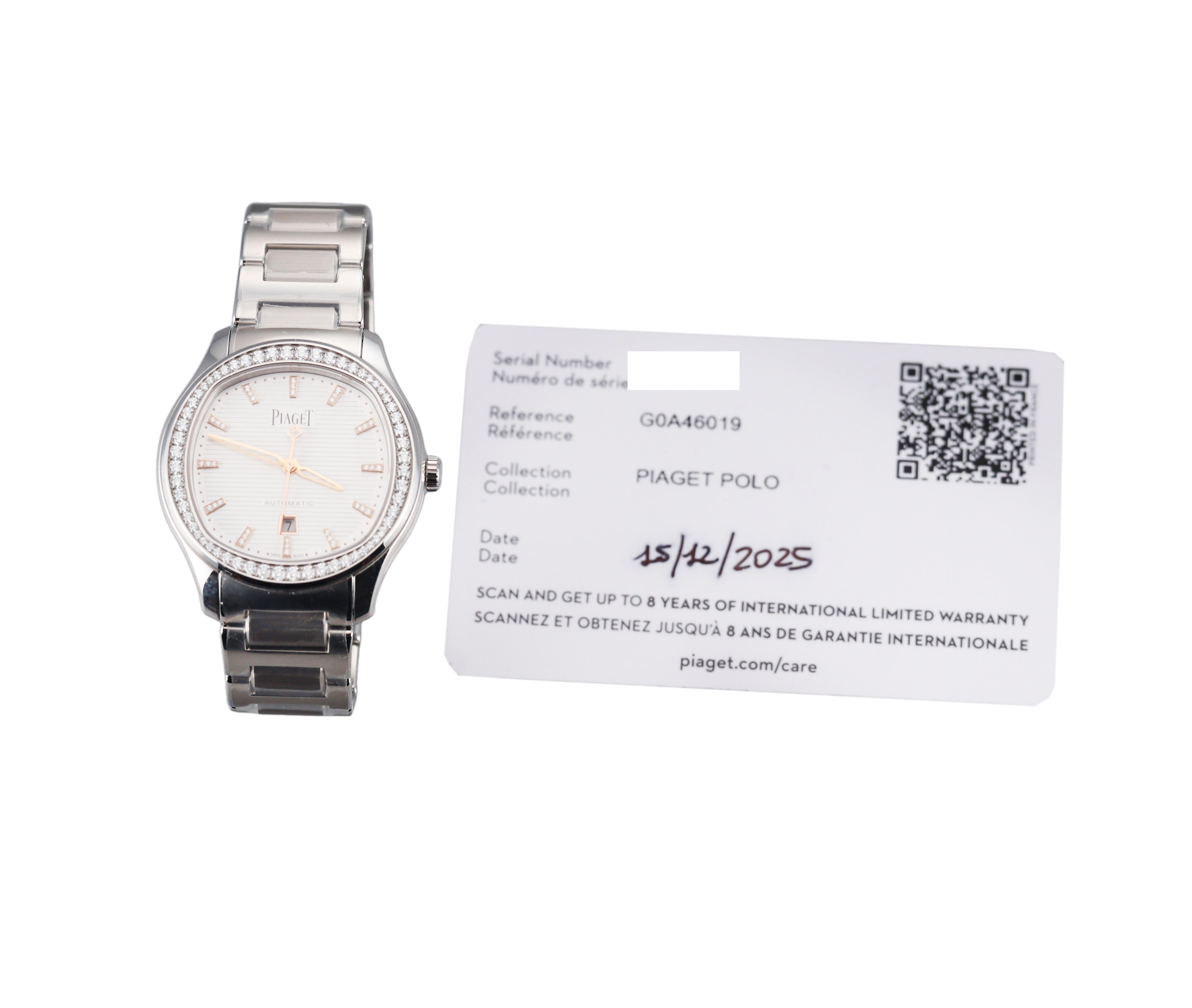 Piaget Polo Date 36mm Diamond Dial Steel Automatic Watch G0A46019