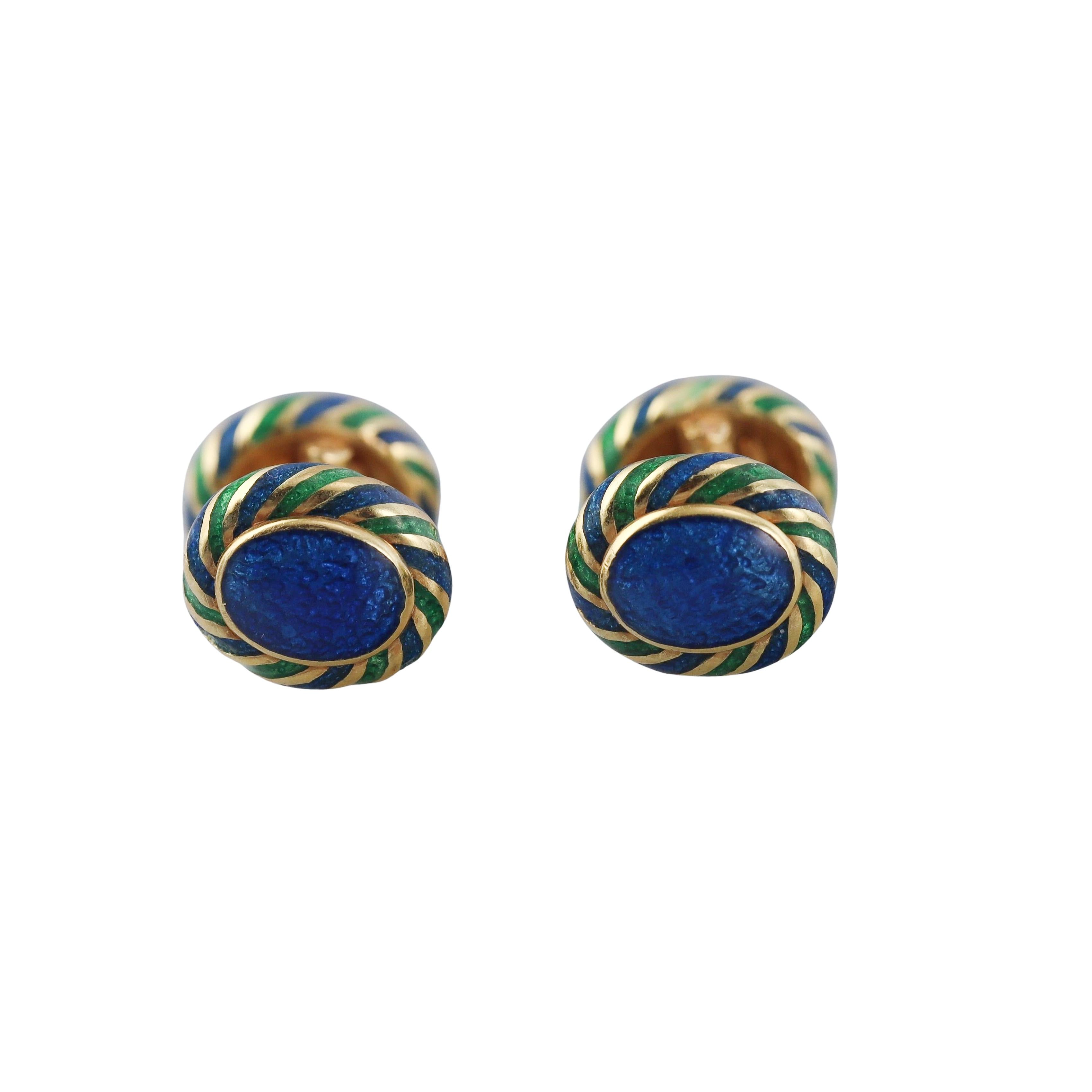 David Webb Enamel Gold Cufflinks