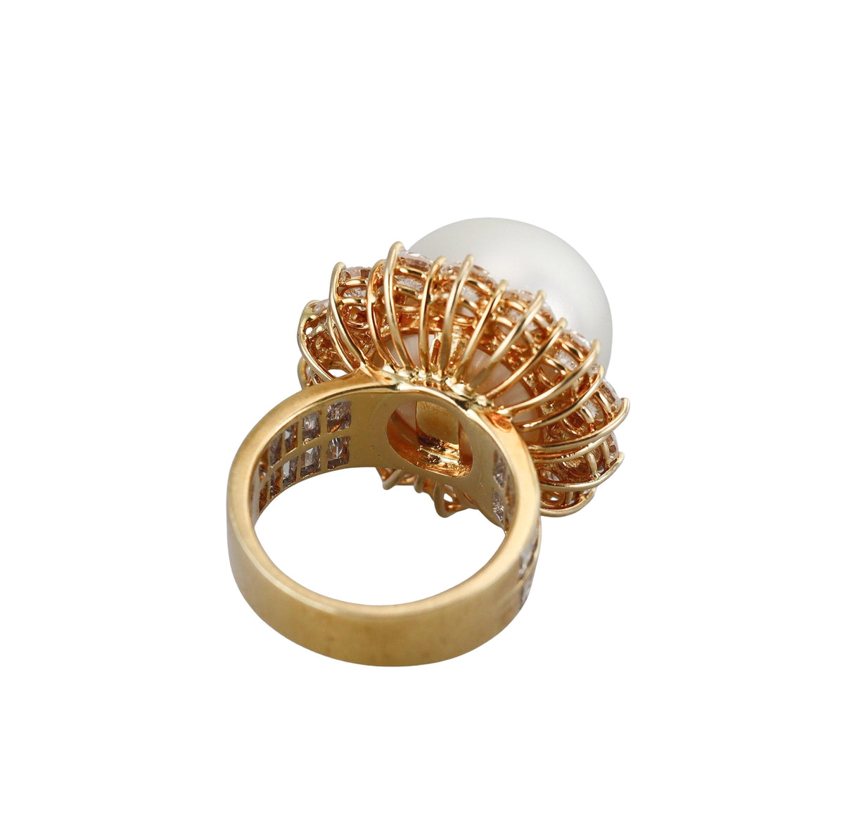 Diamond 16mm South Sea Pearl Gold Cocktail Ring