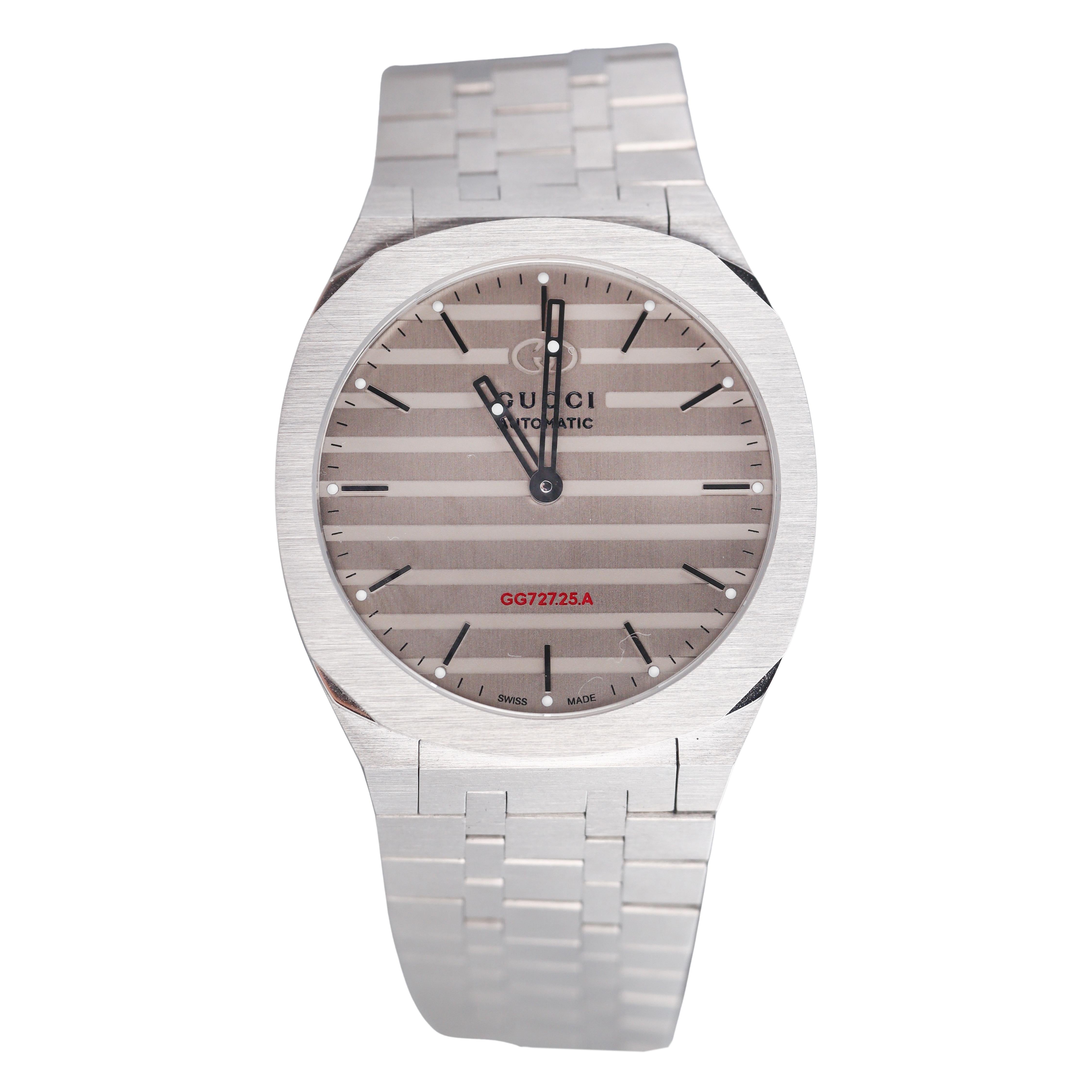 Gucci 25H 40mm Grey Steel Automatic Watch YA163302