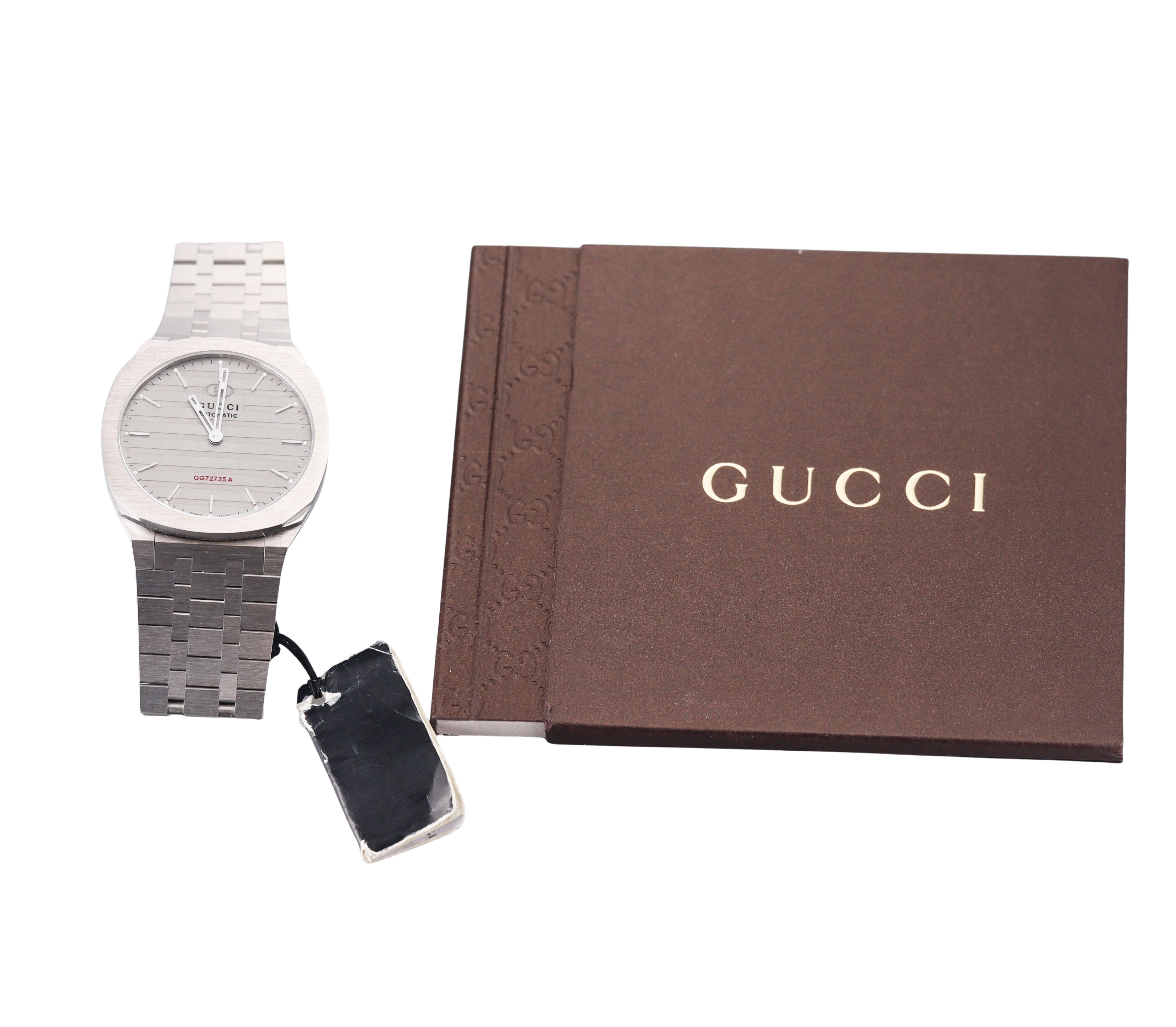 Gucci 25H 40mm Grey Steel Automatic Watch YA163302