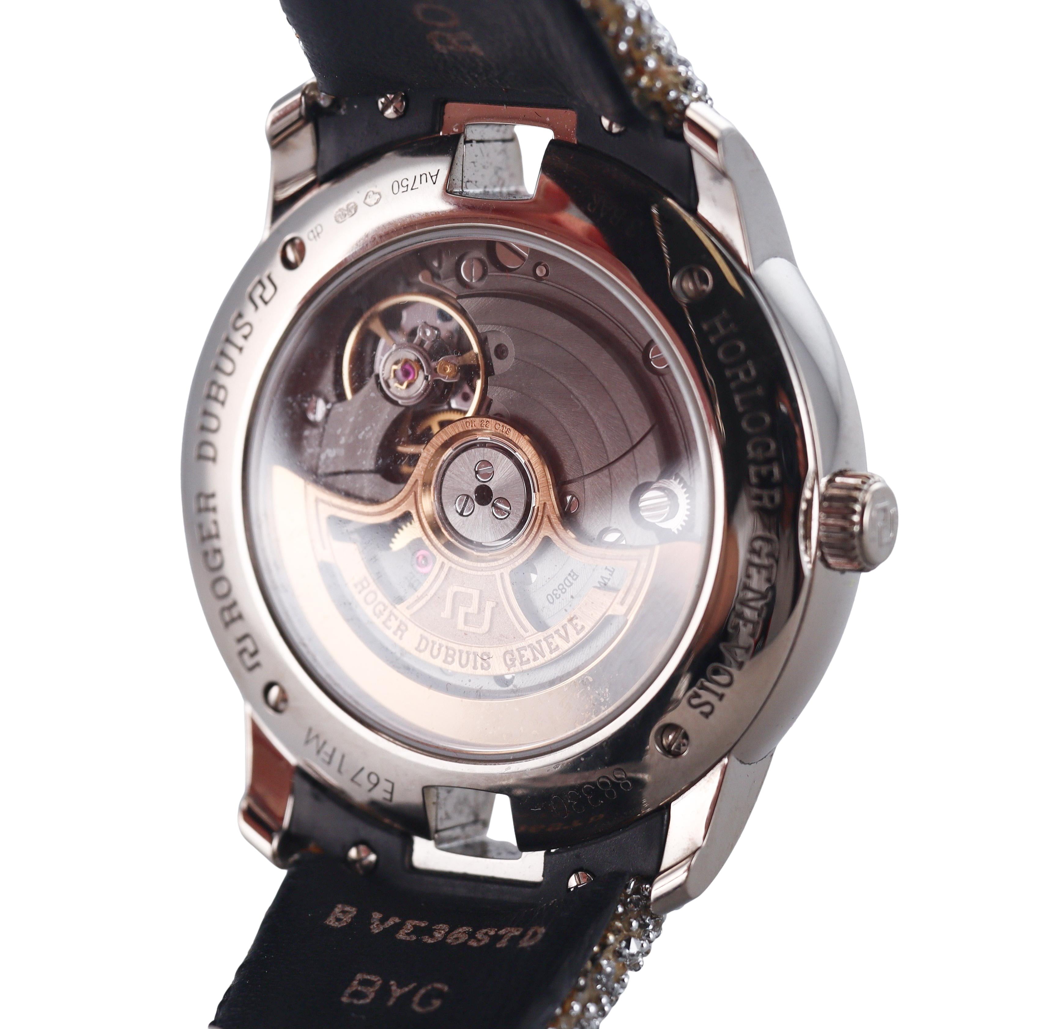 Roger Dubuis Velvet Gold Diamond Crystal Leather Strap Watch DBVE0079