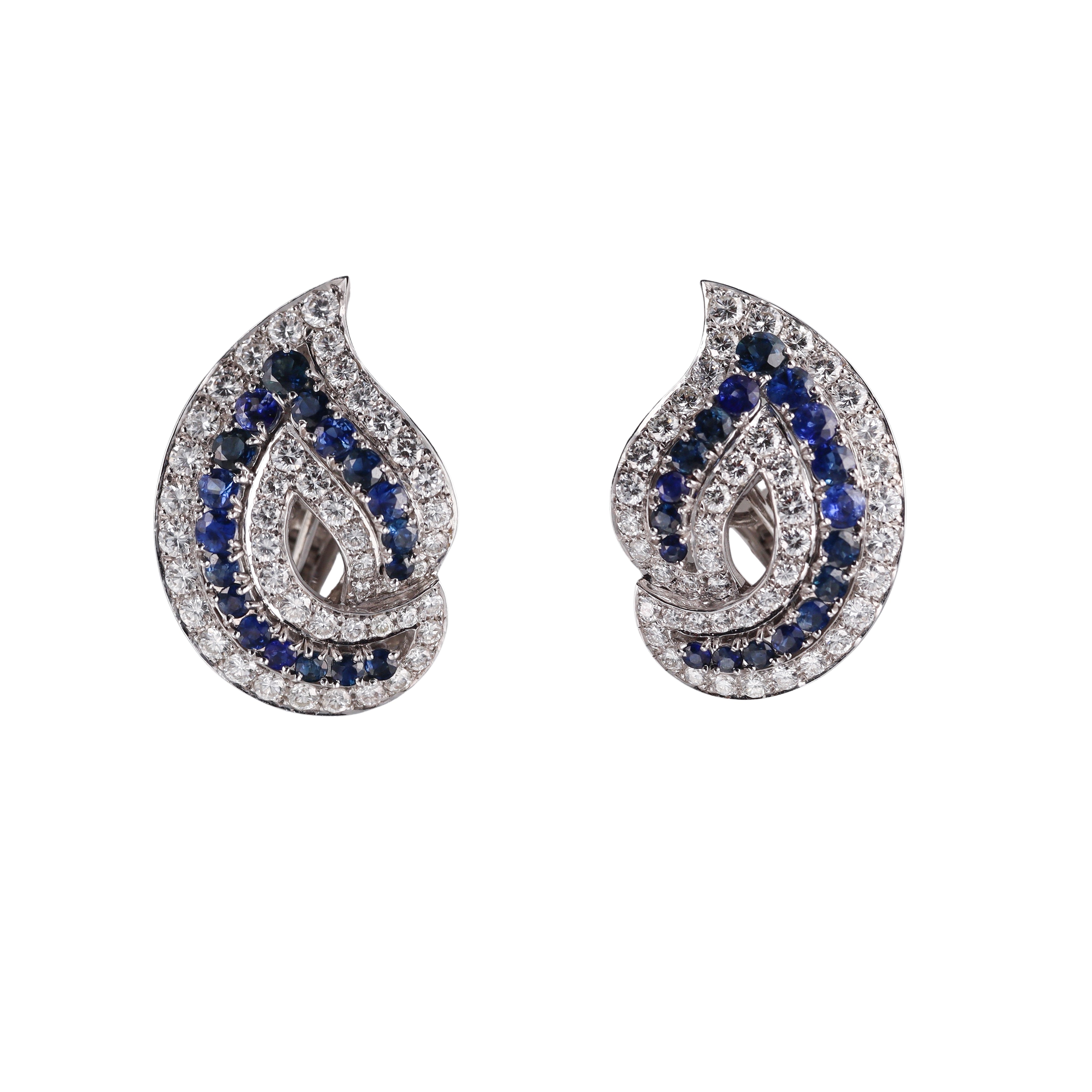 Adler Diamond Sapphire Gold Cocktail Earrings