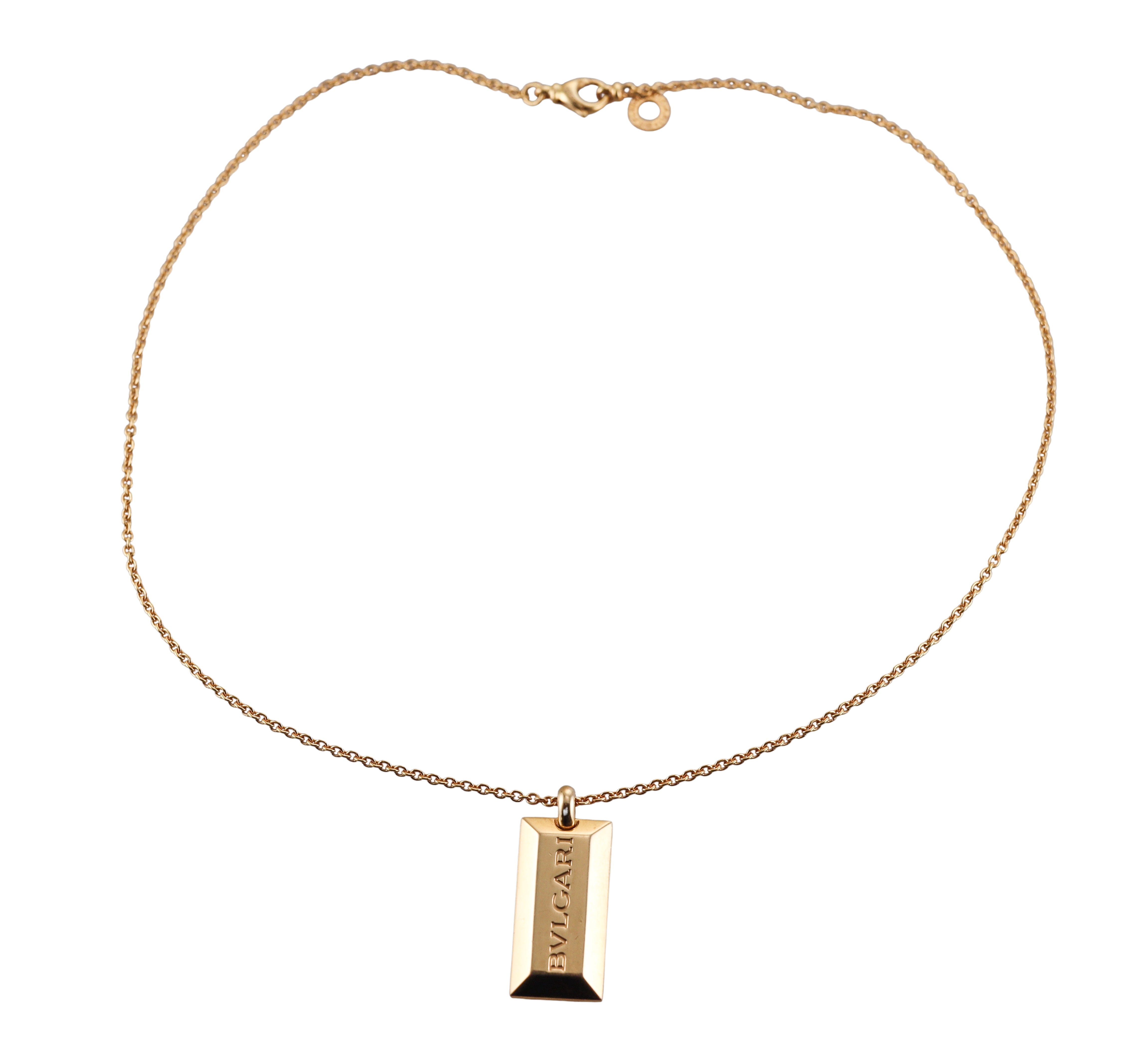 Bulgari Yellow Gold Bar Pendant Necklace