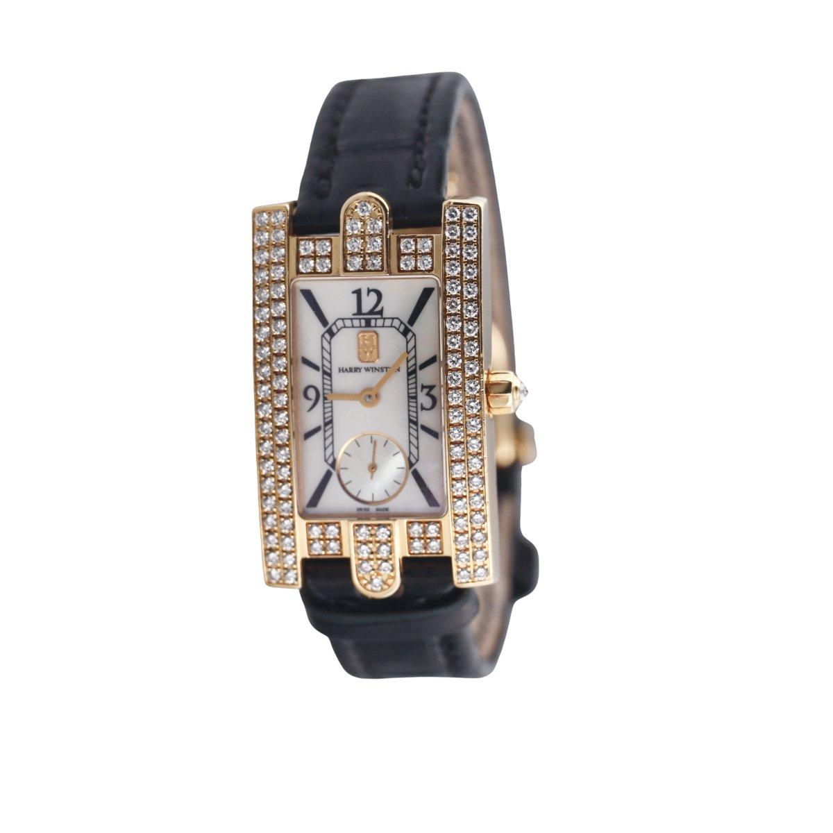 Harry Winston Avenue Diamond MOP Yellow Gold Ladies Watch 310LQG