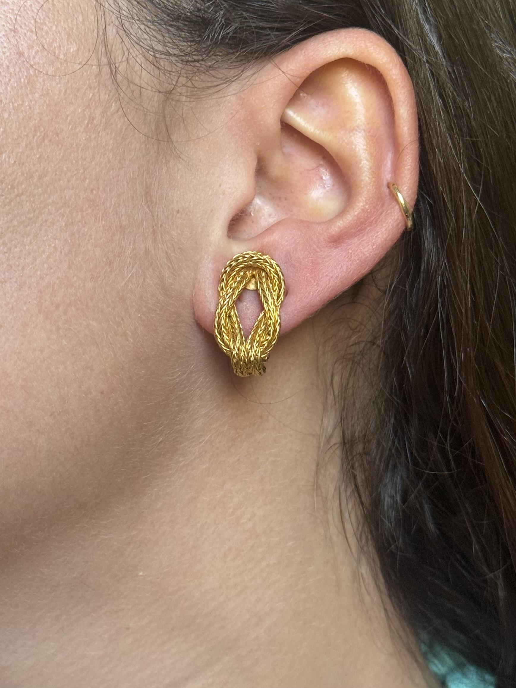 Lalaounis Greece Hercules Knot Gold Earrings